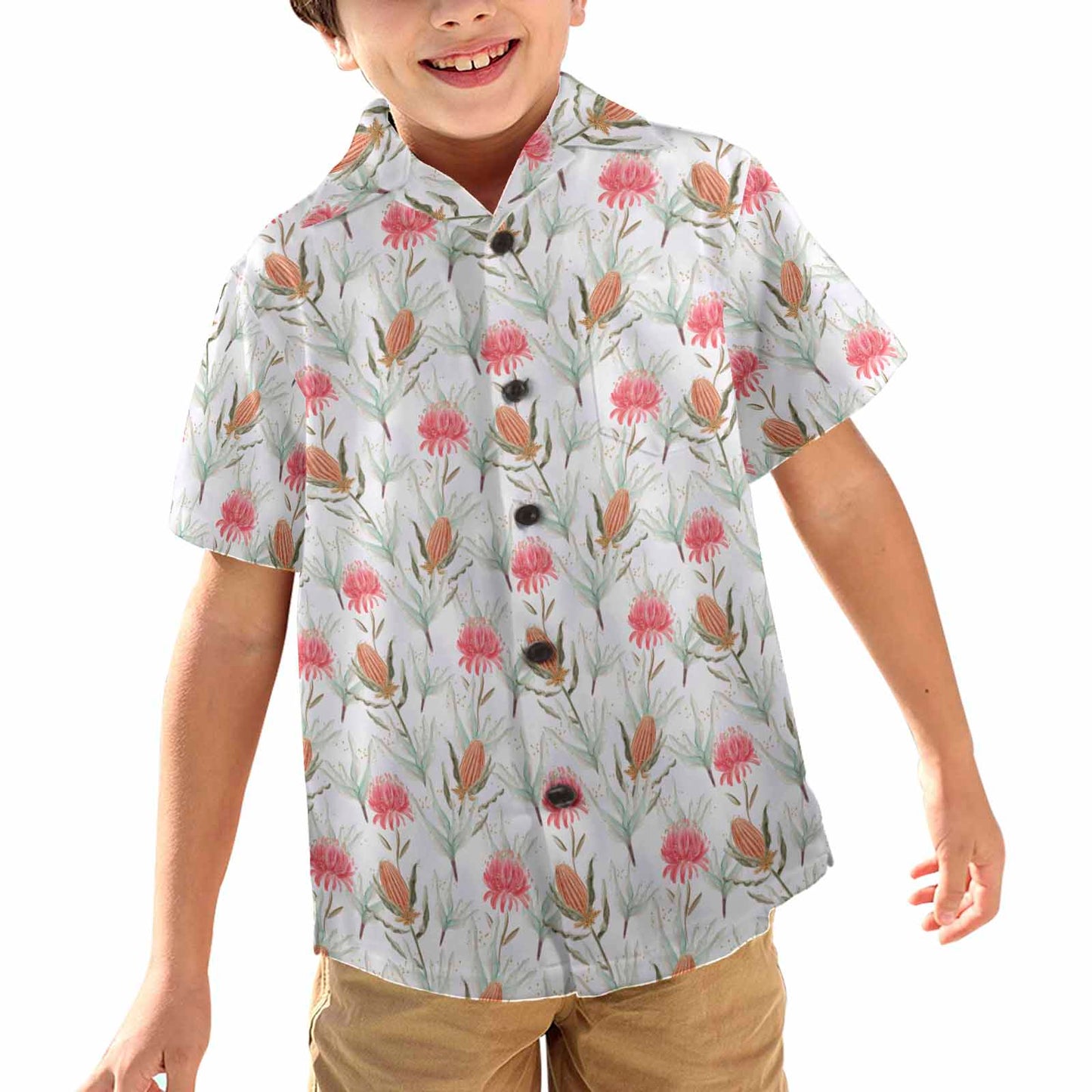 Australian Wattle 50  Little Boys Hawaiian Shirt