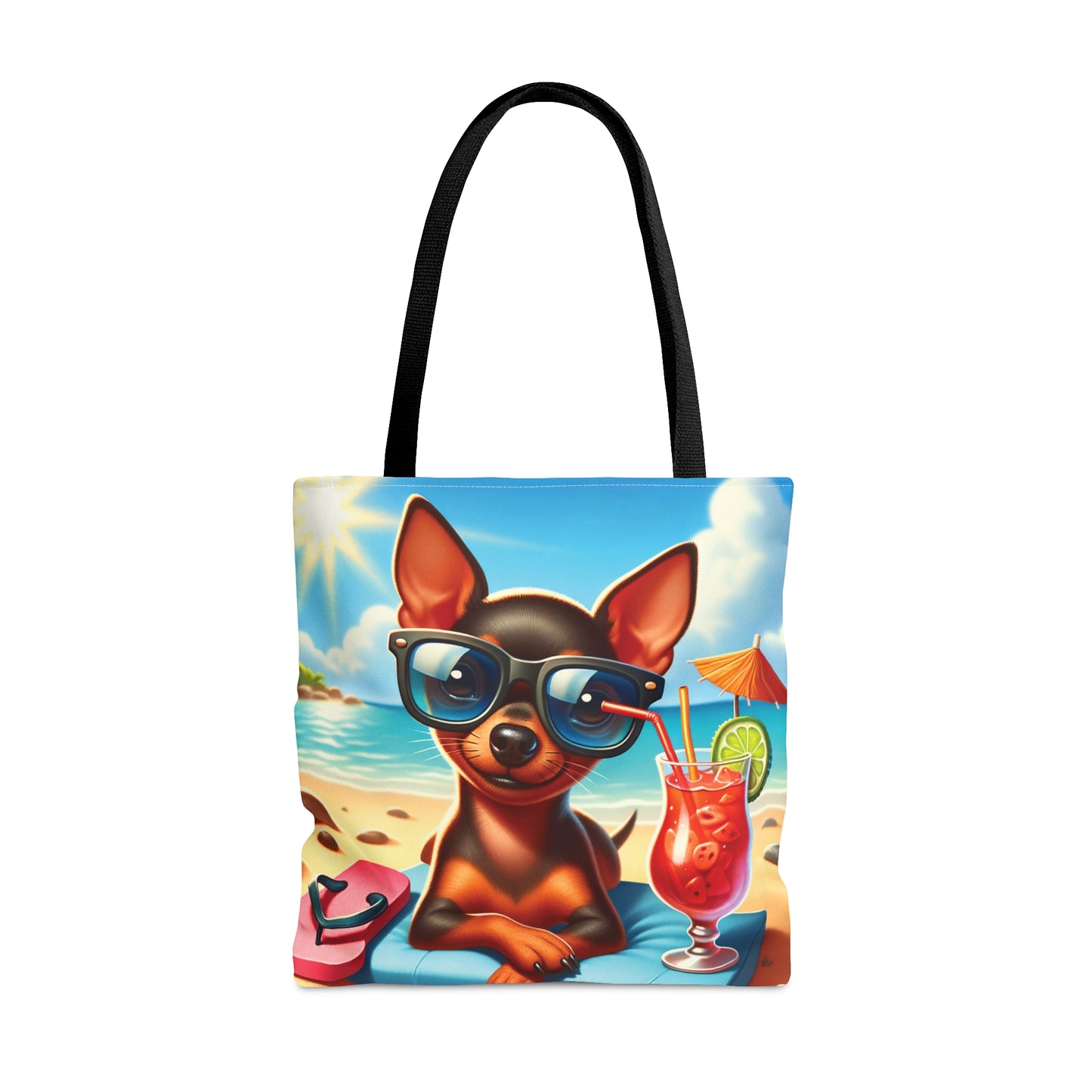 Tote Bag, Dog on Beach, Miniature Pincher, Tote bag, awd-1225