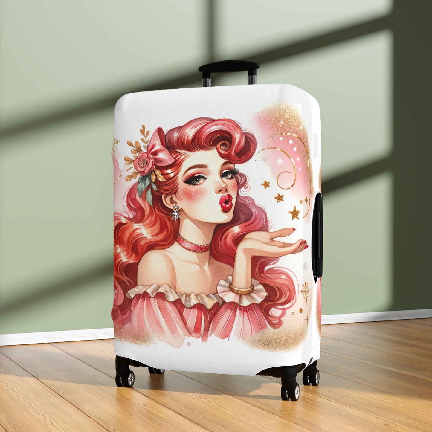 Luggage Cover, Coquette Girl Red Hair, awd-1470