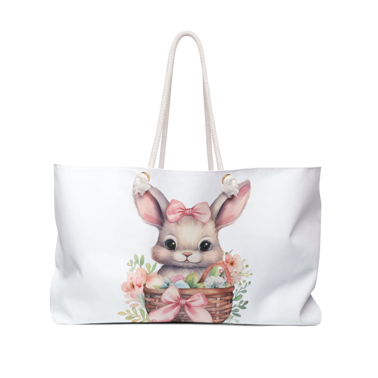 Personalised/Non-Personalised Weekender Bag, Easter Bunny, Rabbit, Large Weekender Bag, Beach Bag, Book Bag