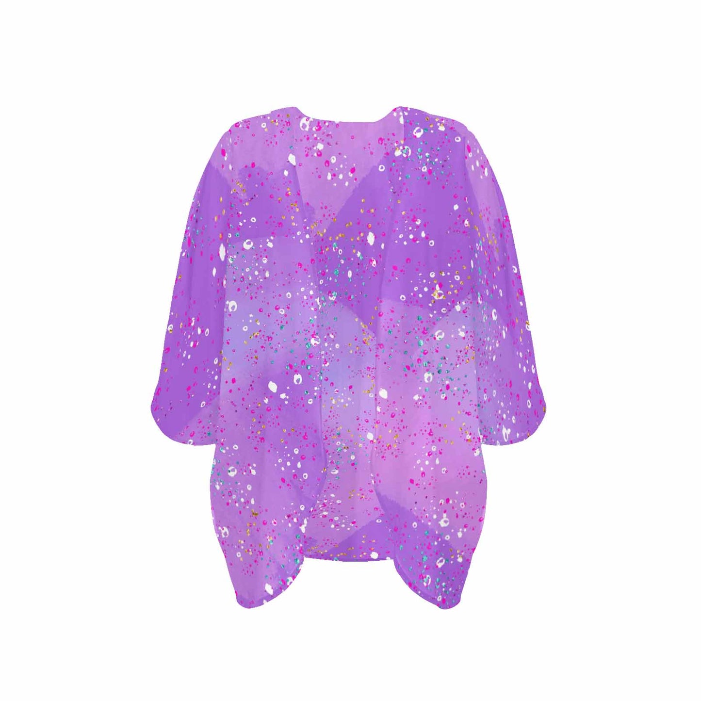 Purple Splash  Women's Kimono Chiffon Cover Up