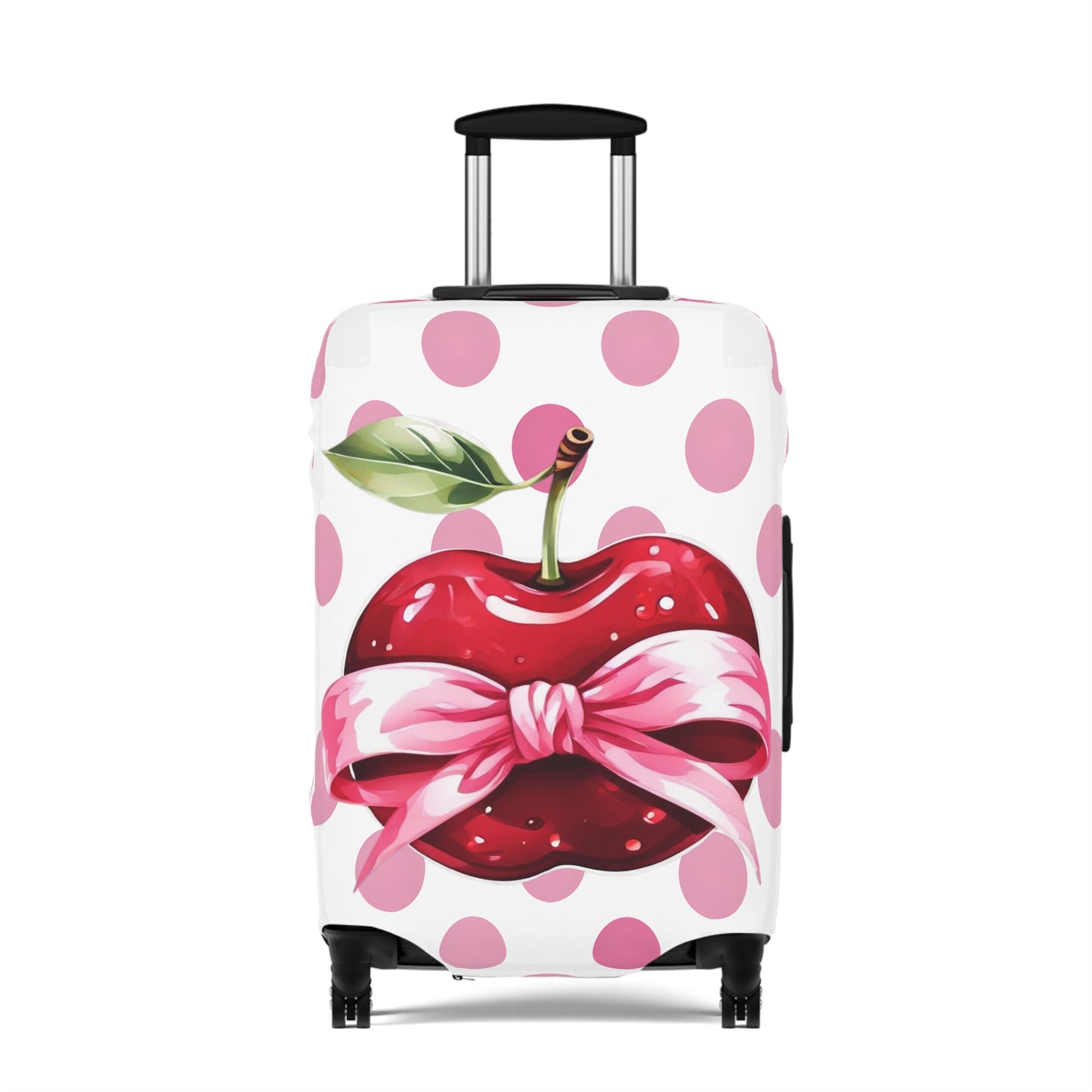 Luggage Cover, Rockabilly, Coquette, Pink Polka Dots, Apple and Ribbon, awd-2525