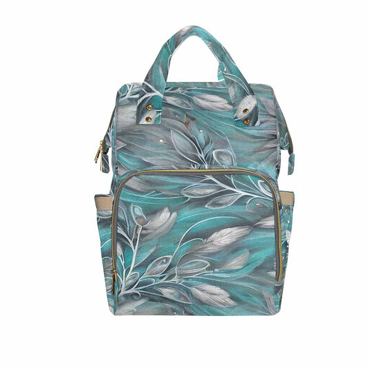 Green Elegant Floral Diaper Bag Backpack