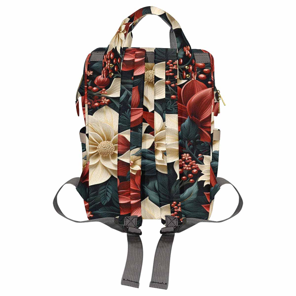 Red Poinsettia Diaper Bag Backpack