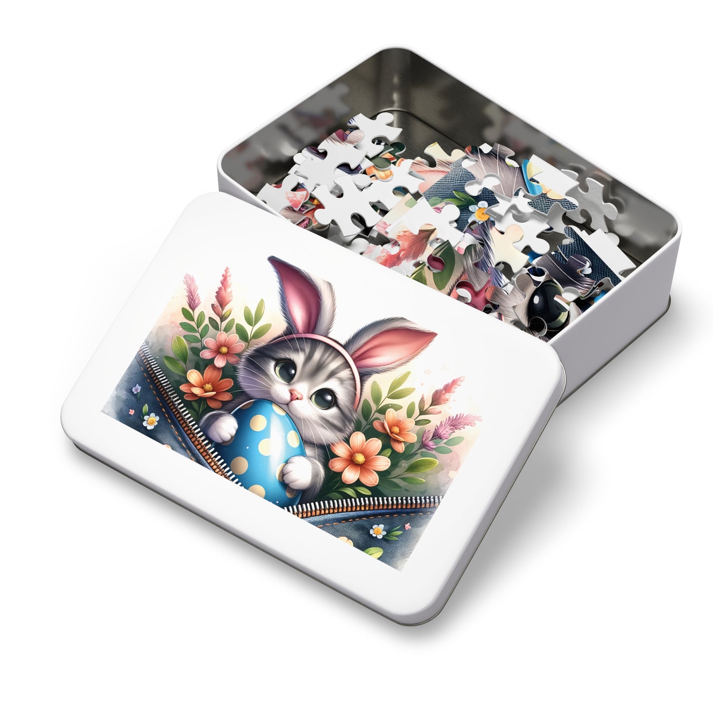 Jigsaw Puzzle, Easter, Cat with Bunny Ears, Personalised/Non-Personalised (30, 110, 252, 500,1000-Piece)