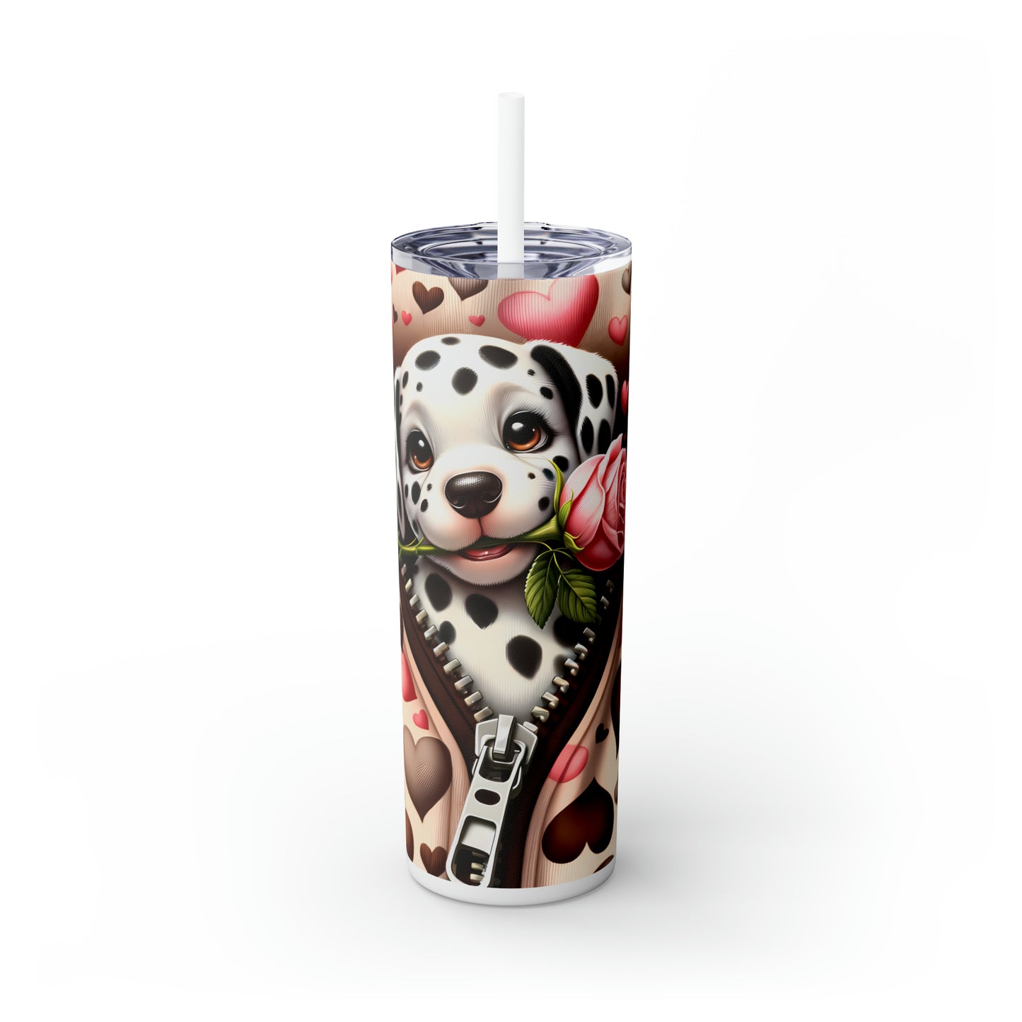 Skinny Tumbler with Straw, 20oz, Dog, Valentines Day, awd-901