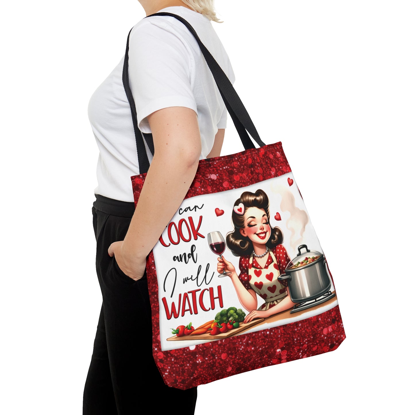 Tote Bag, Retro, You can cook and I will Watch