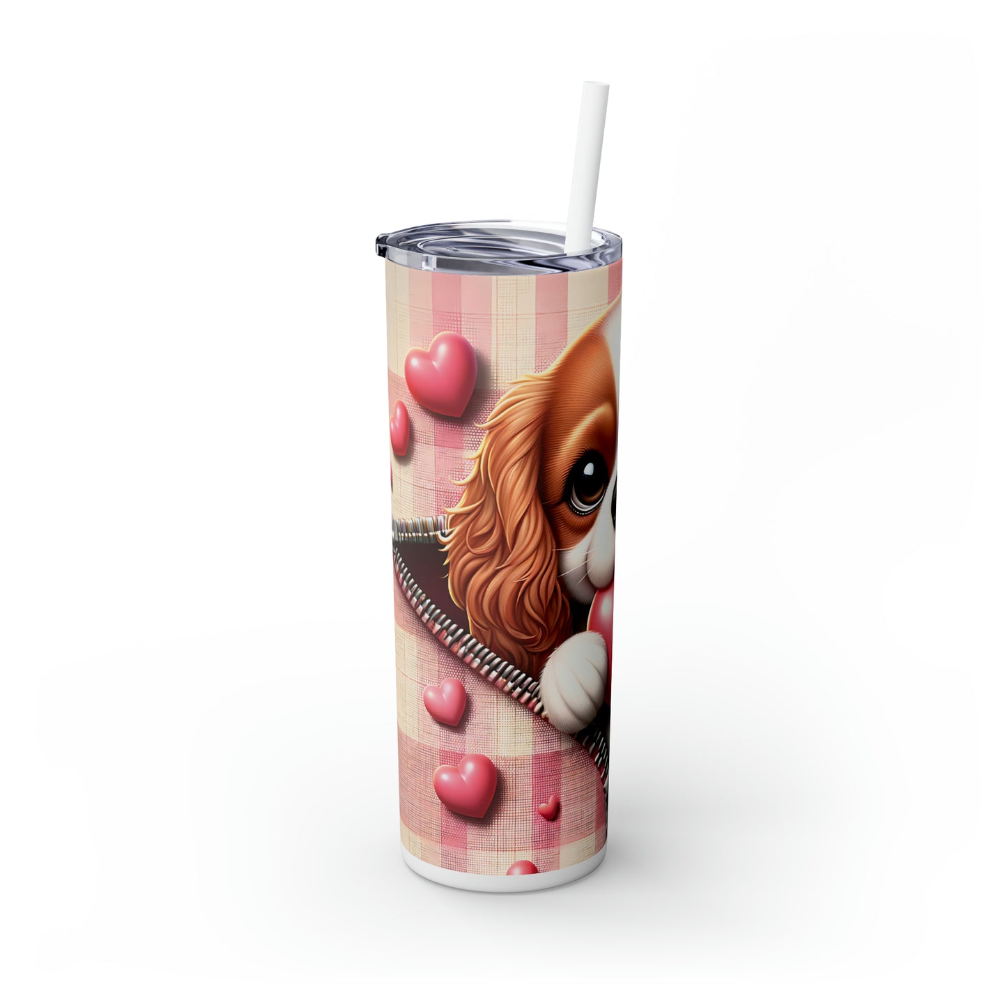 Skinny Tumbler with Straw, 20oz, Dog, Valentines Day, awd-1150