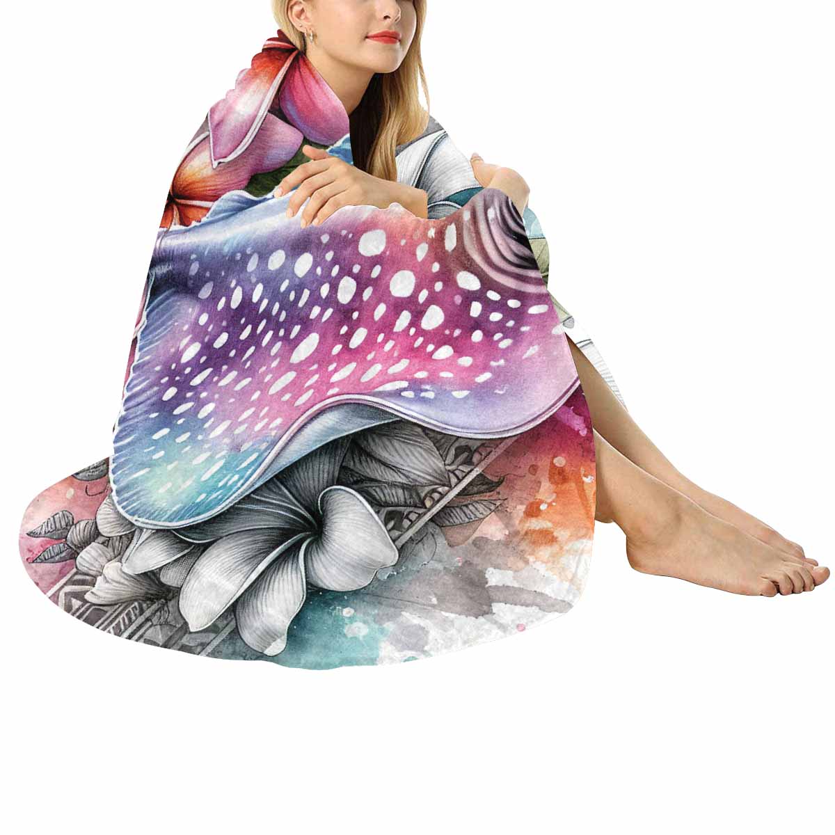 Sea_Animals_Stingray_Awd35198  Circular Micro Fleece Blanket 60"