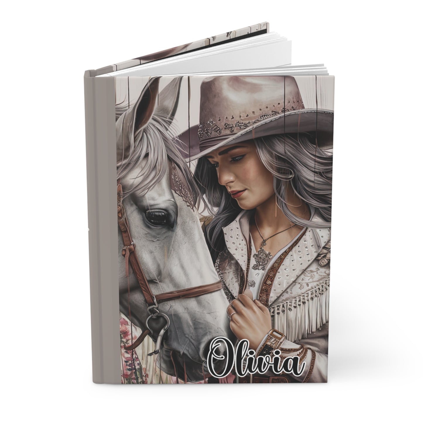 Personalised Hardcover Journal Matte, Country and Western, Cowgirl and Horse, awd-1686