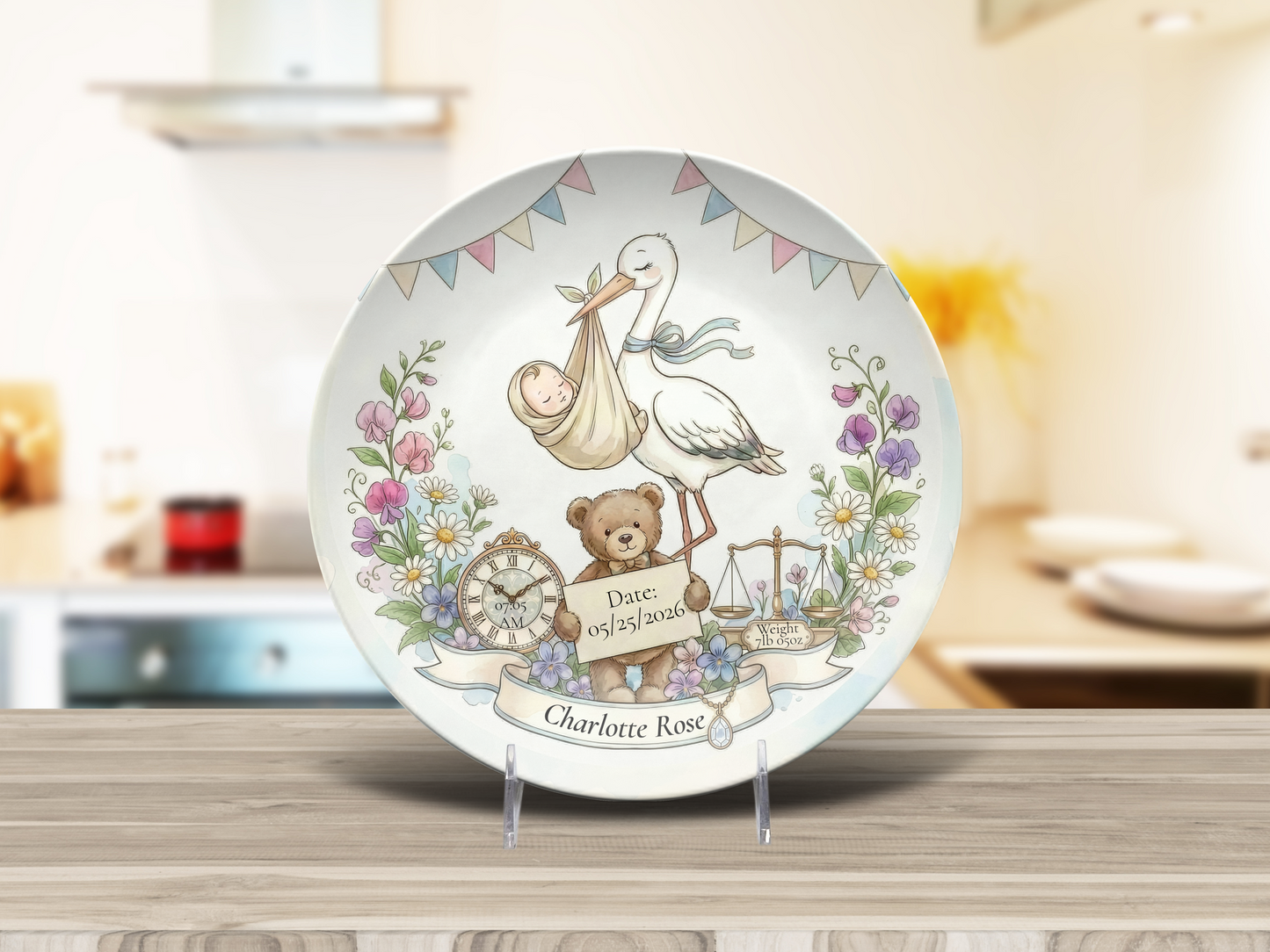 Personalised Baby Keepsake Plate | Birth Details Plate | Newborn Gift | Custom Baby Name Plate | Baby Shower Gift | First Birthday Keepsake