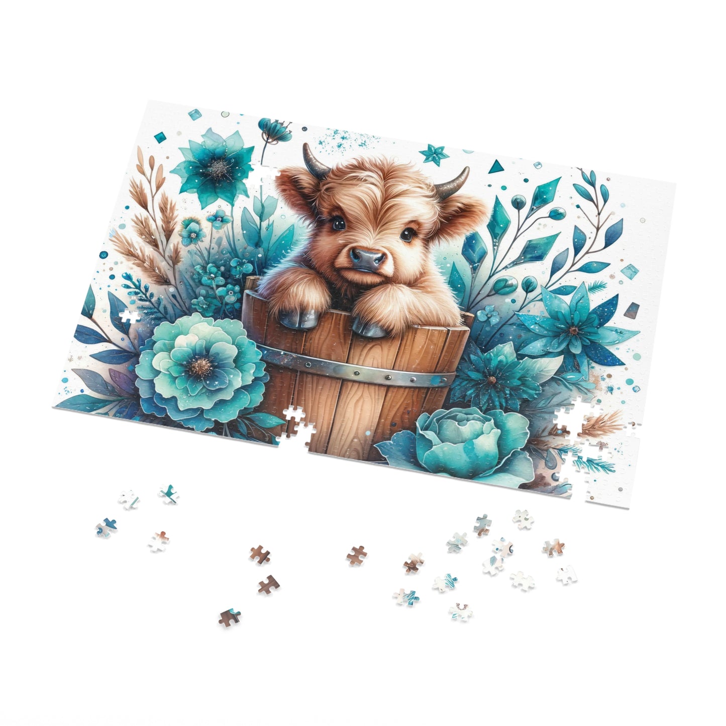 Jigsaw Puzzle, Highland Cow, Personalised/Non-Personalised (30, 110, 252, 500,1000-Piece)