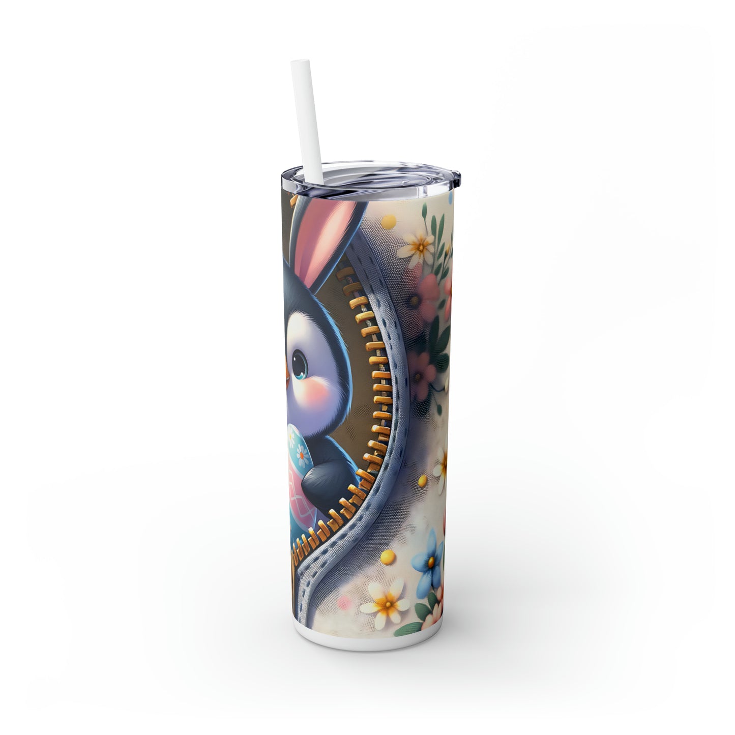 Skinny Tumbler with Straw, 20oz, Easter, Penguin, awd-1308