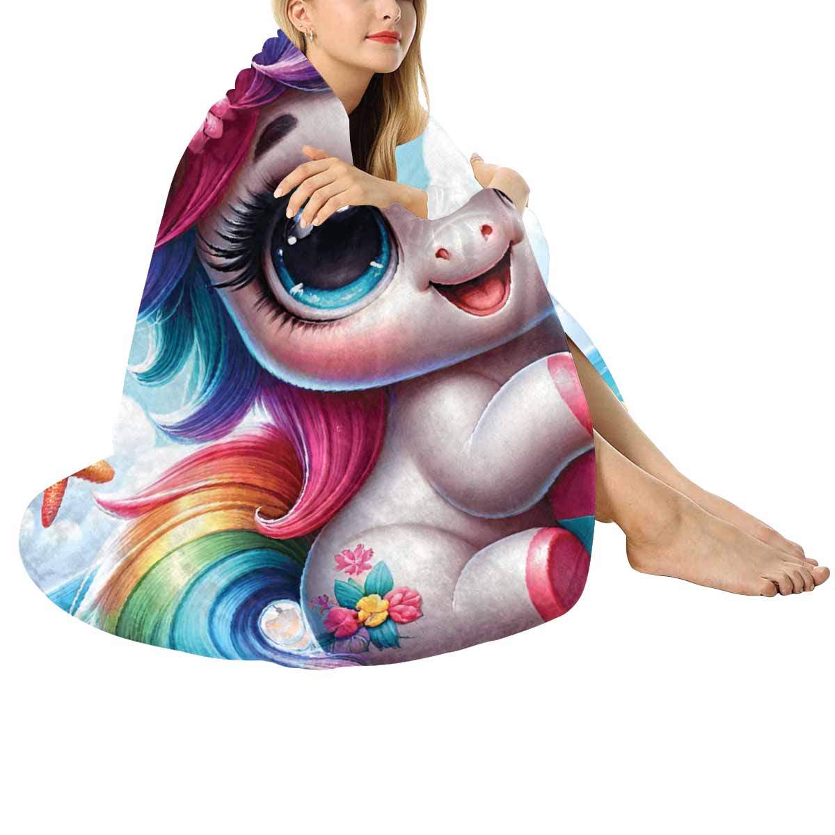 Unicorn_Awd35124  Circular Micro Fleece Blanket 60"