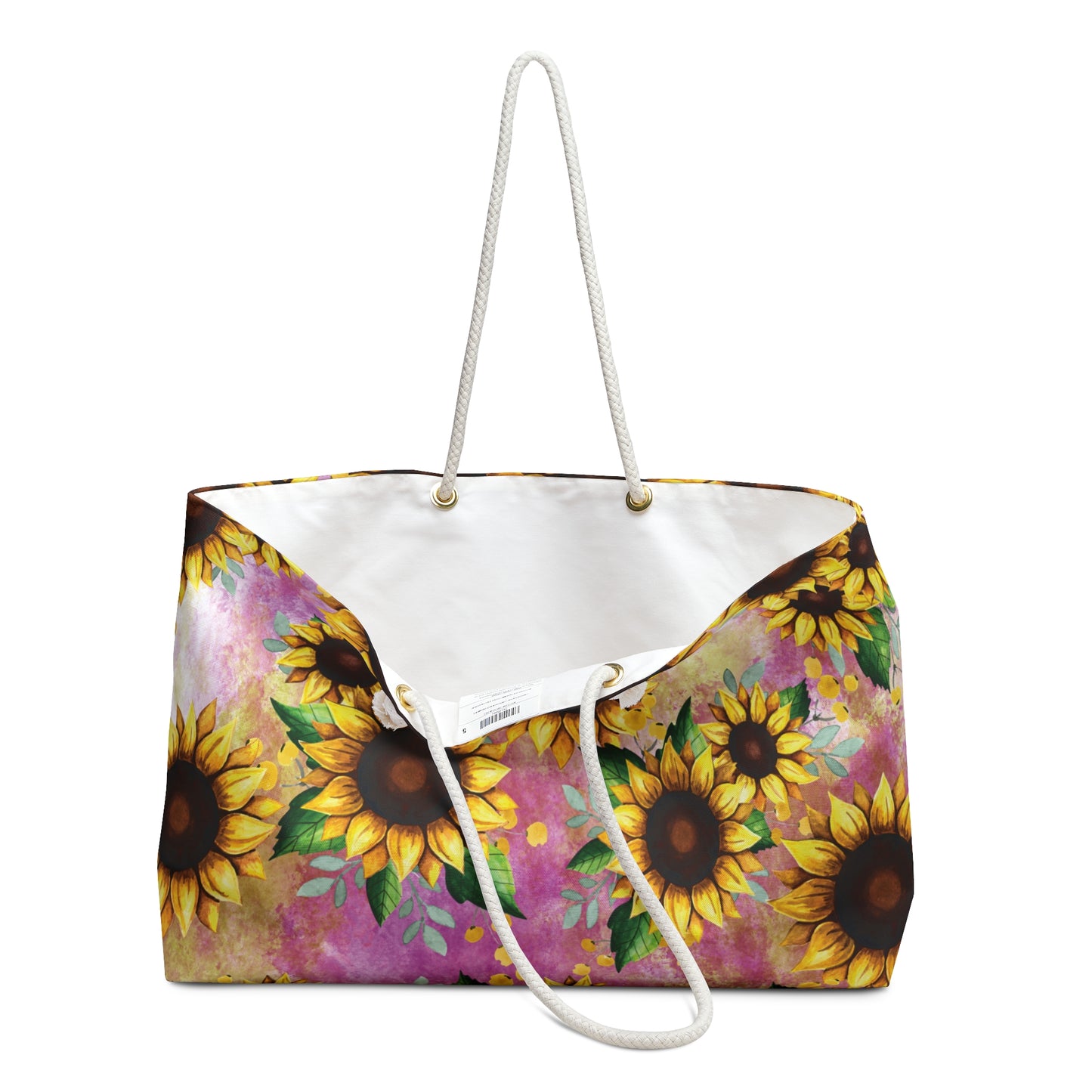 Personalised/Non-Personalised Weekender Bag, Sunflowers, Large Weekender Bag, Beach Bag, Book Bag