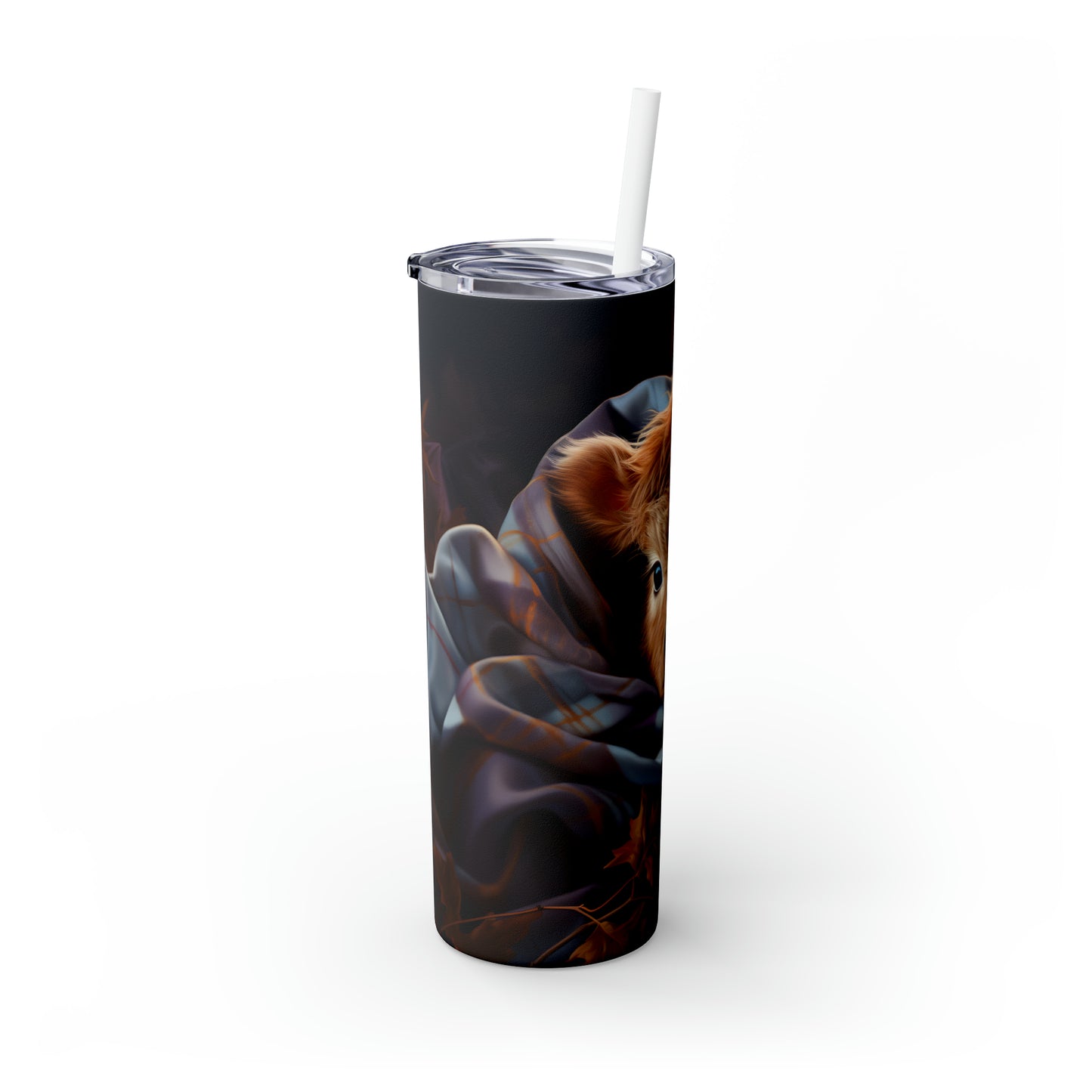 Skinny Tumbler with Straw, 20oz Highlander Cow