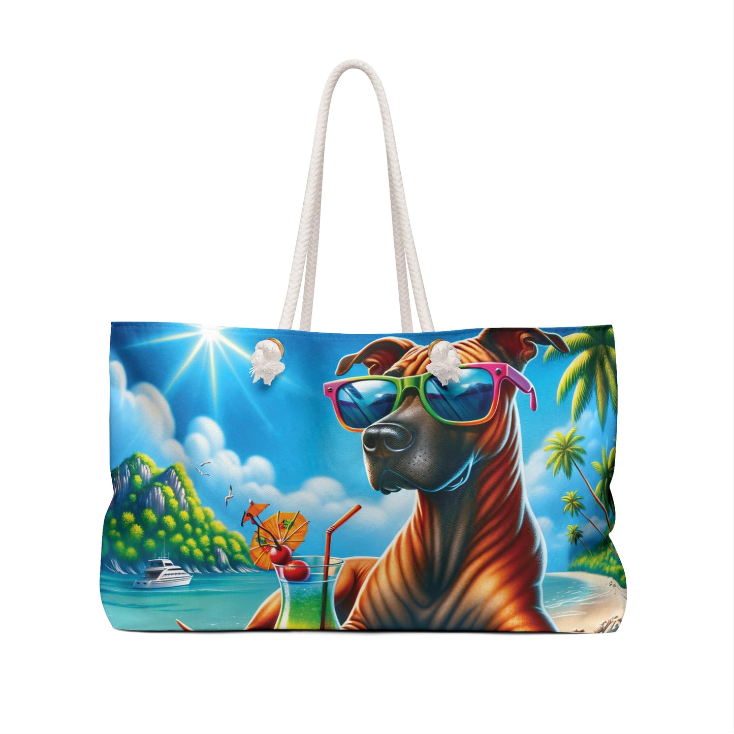 Personalised/Non-Personalised Weekender Bag, Summer Beach Dog, Thai Ridgeback, Large Weekender Bag, Beach Bag, Book Bag