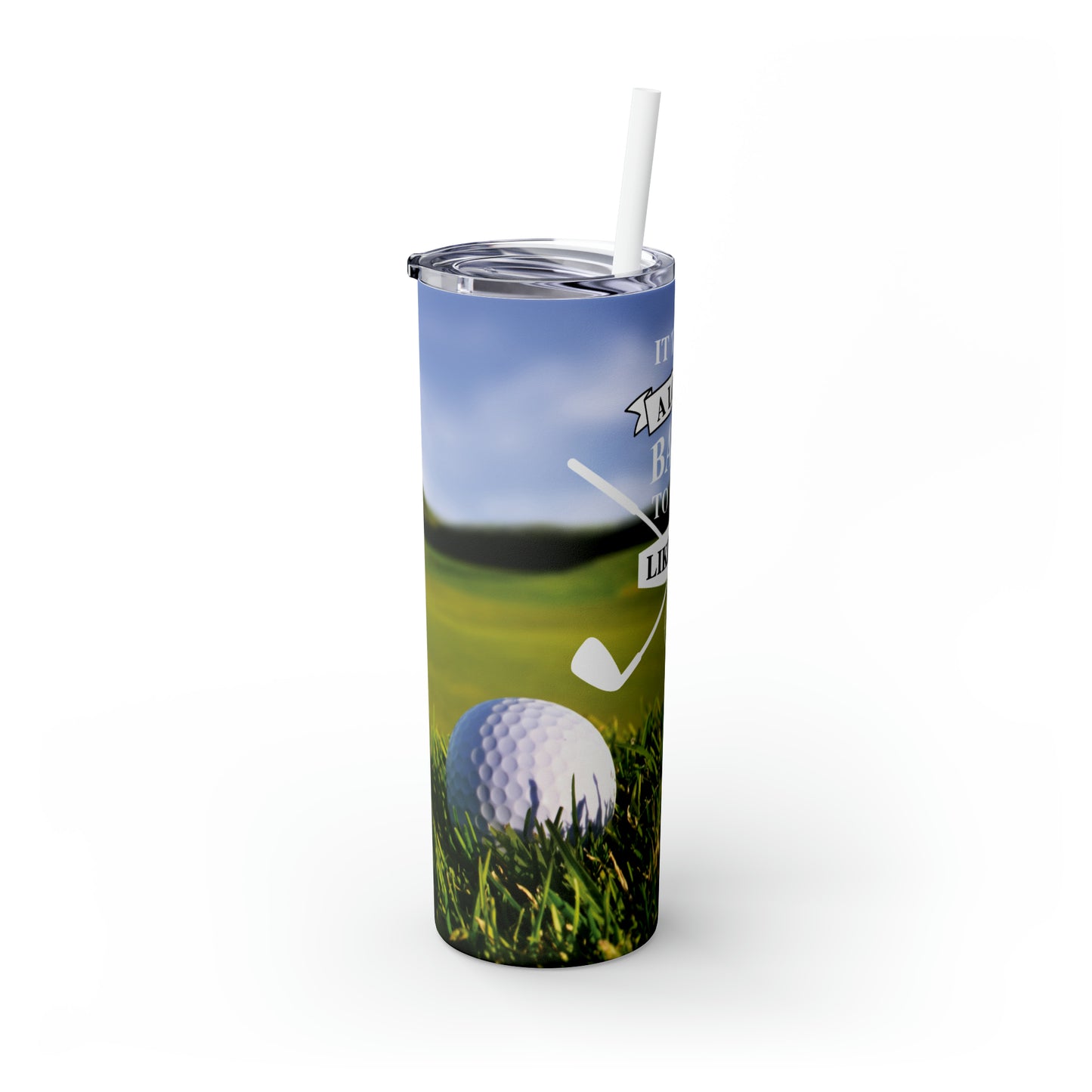 Skinny Tumbler with Straw, 20oz, Golf, awd-050