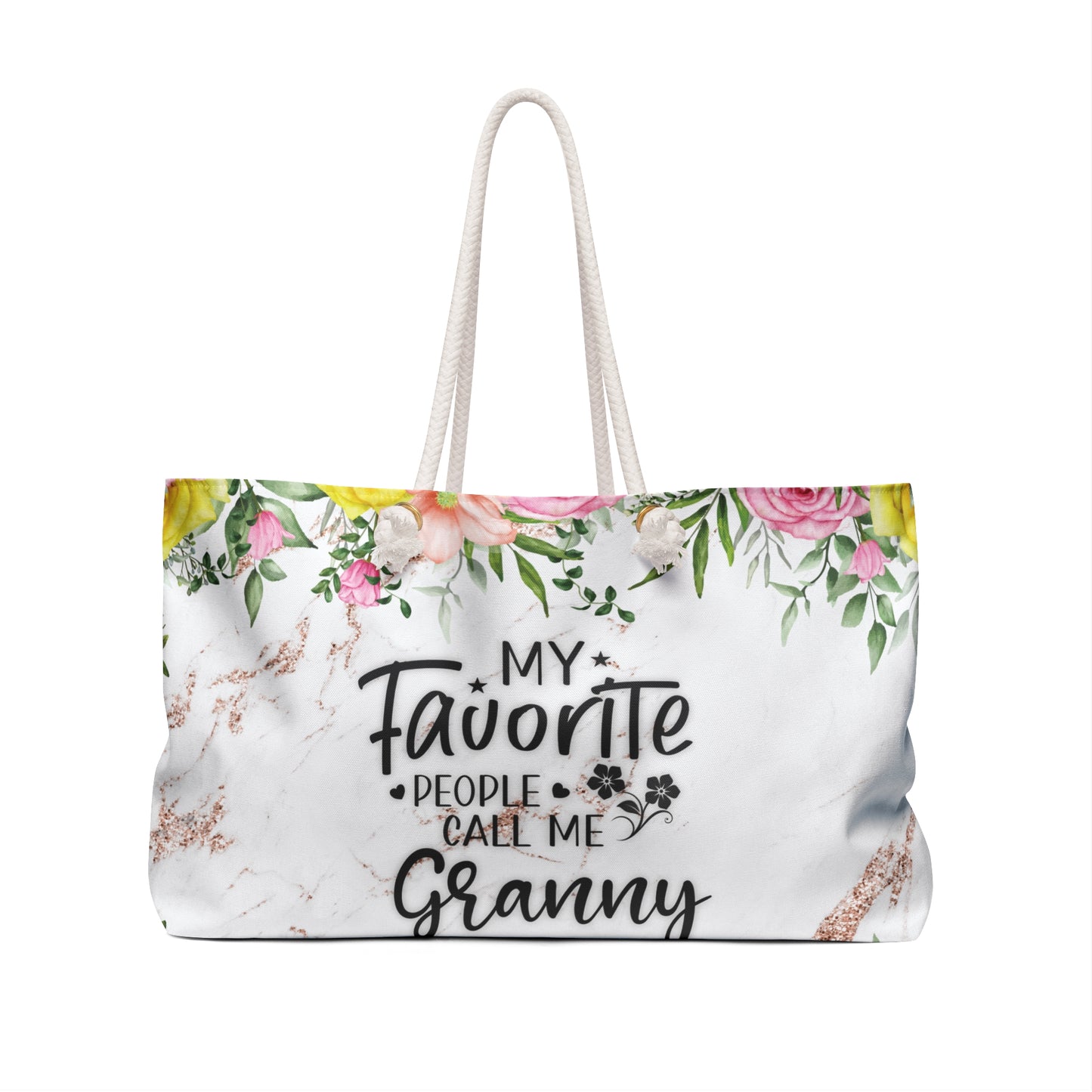 Personalised/Non-Personalised Weekender Bag, My Favorite People call me Granny, Large Weekender Bag, Beach Bag, Book Bag