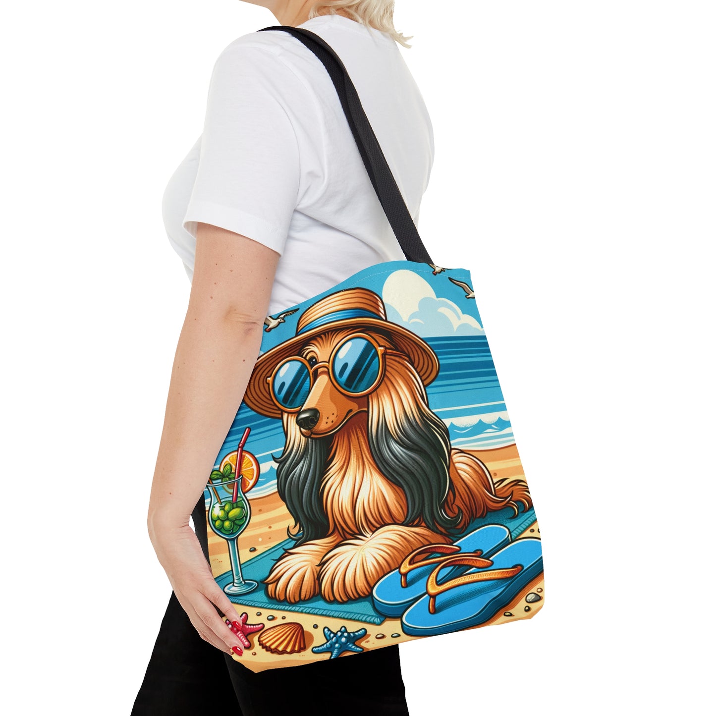 Tote Bag, Dog on Beach, Afghan Hound, Tote bag, awd-1118