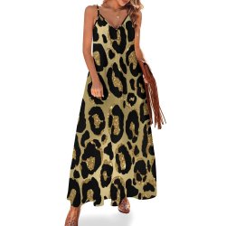 Animal Print Spaghetti Strap Ankle-Length Dress Long dress