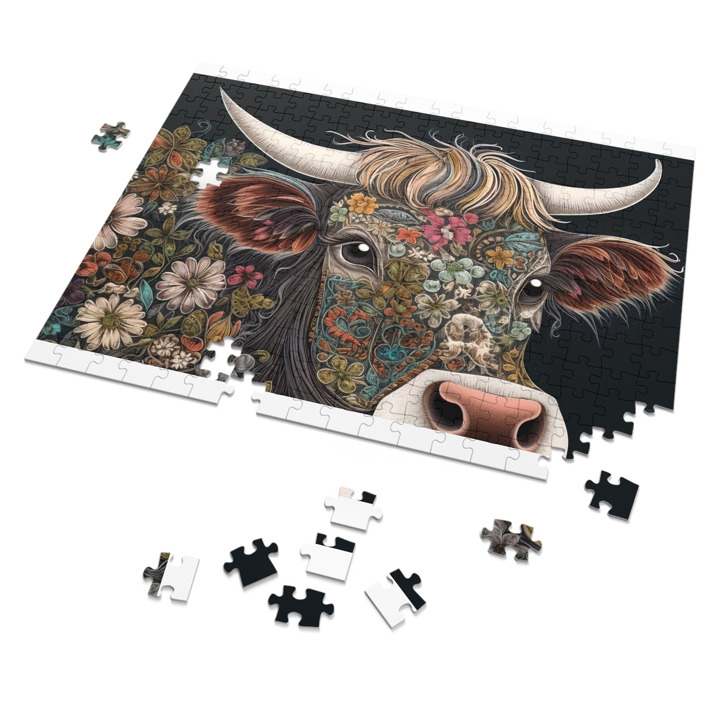 Jigsaw Puzzle, Highland Cow, Personalised/Non-Personalised (30, 110, 252, 500,1000-Piece)