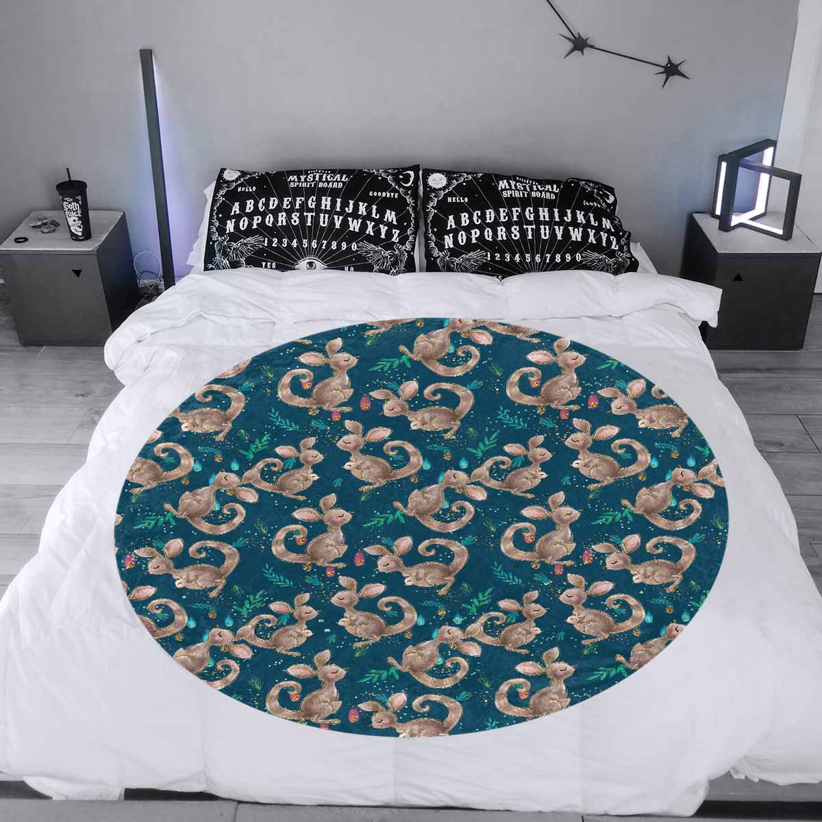 Australian Kangaroos Blue  Circular Micro Fleece Blanket 60"