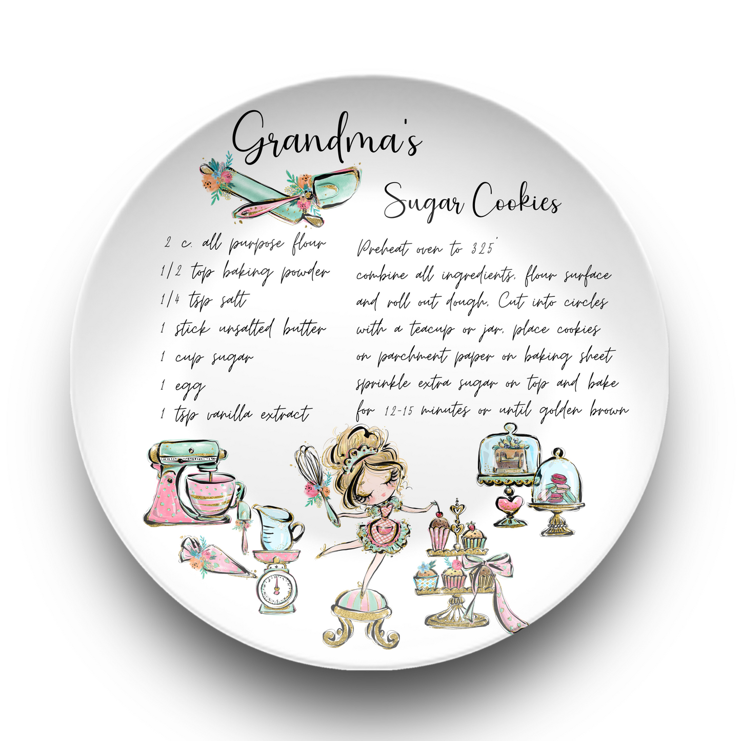 Personalised Handwritten Family Recipe Heirloom Roll it with Love Plate/Platter