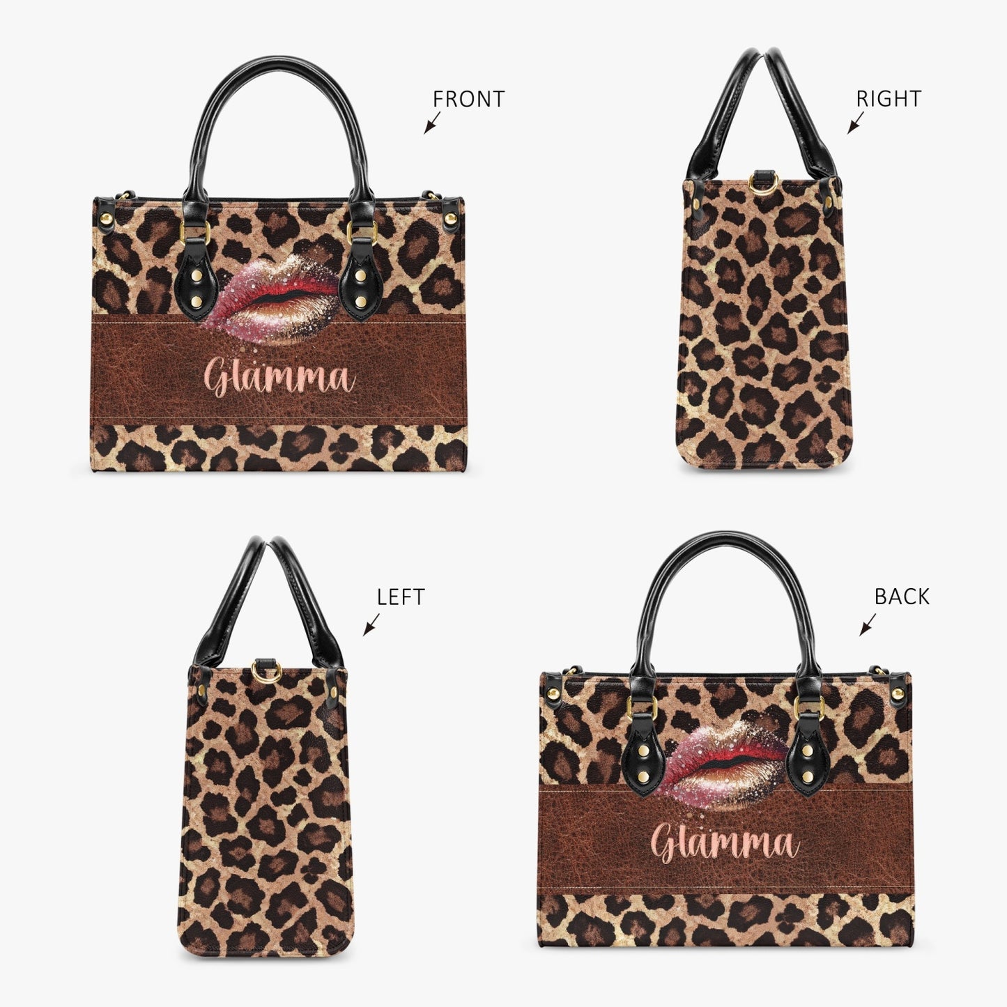 Women's Tote Bag - Leopard Print, Lips, Glamma