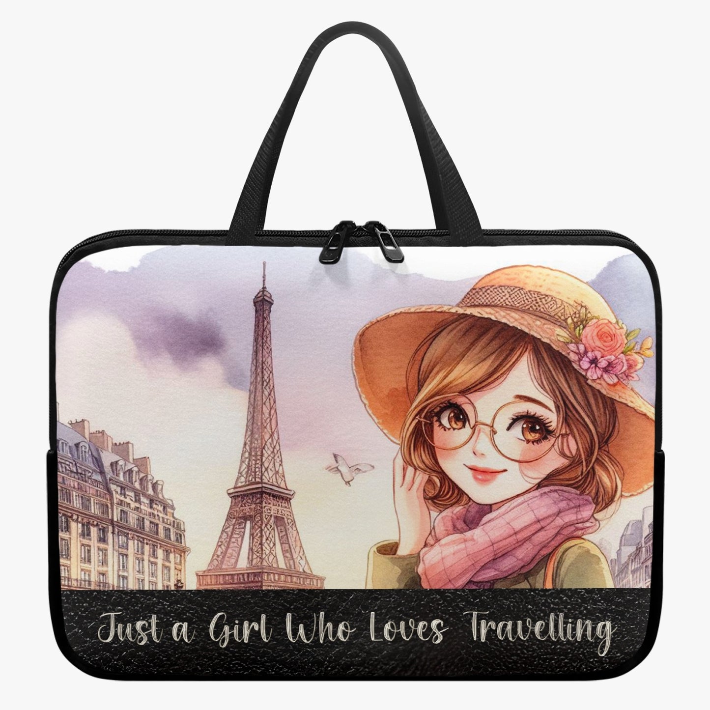 Laptop Sleeve with handles - Just a Girl Who Loves Travelling