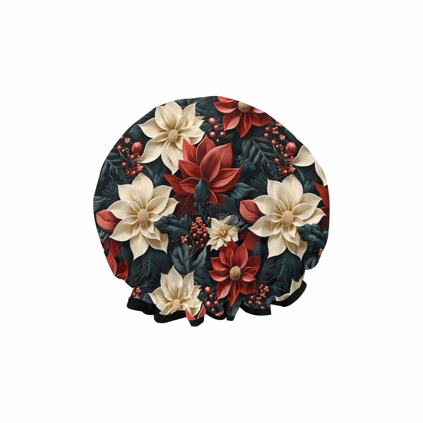Red Poinsettia  Shower Cap