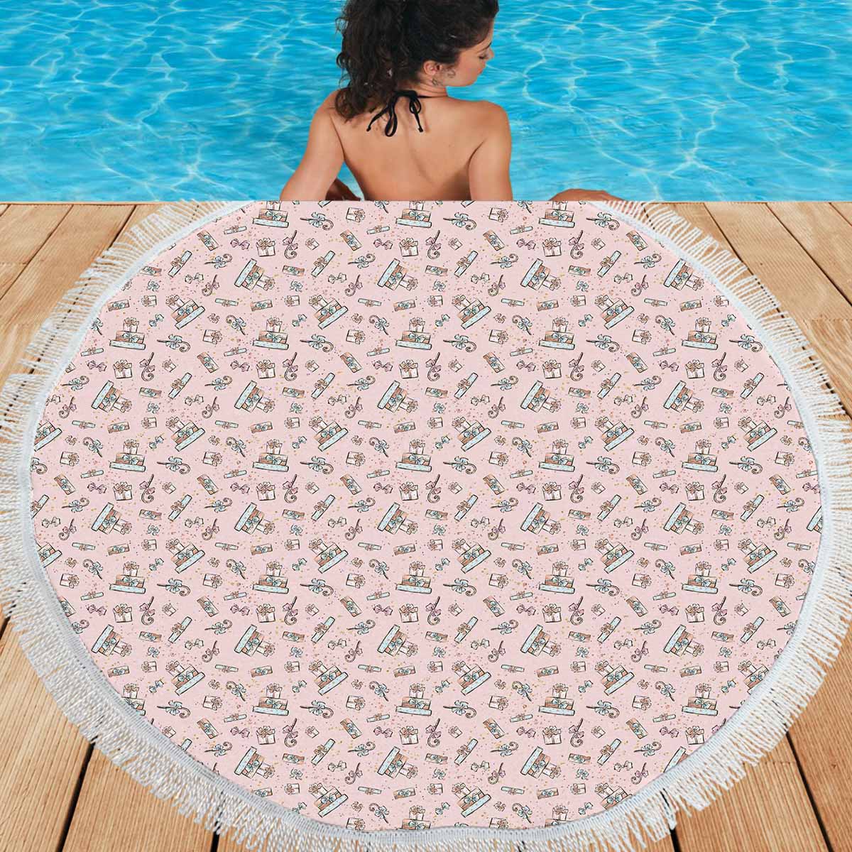 Christmas Presents  Circular Beach Shawl 59"