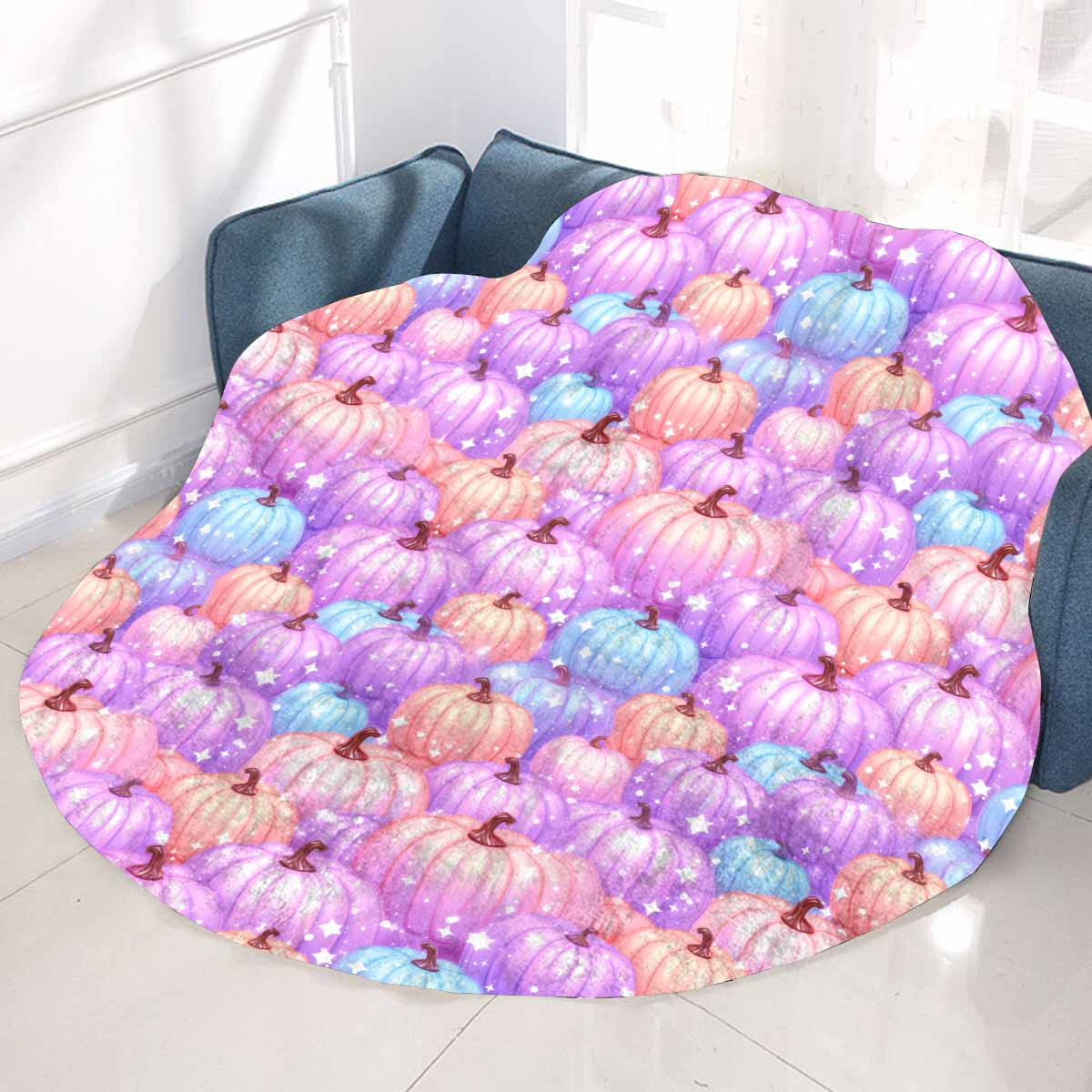 Pastel Pumpkin  Circular Micro Fleece Blanket 60"