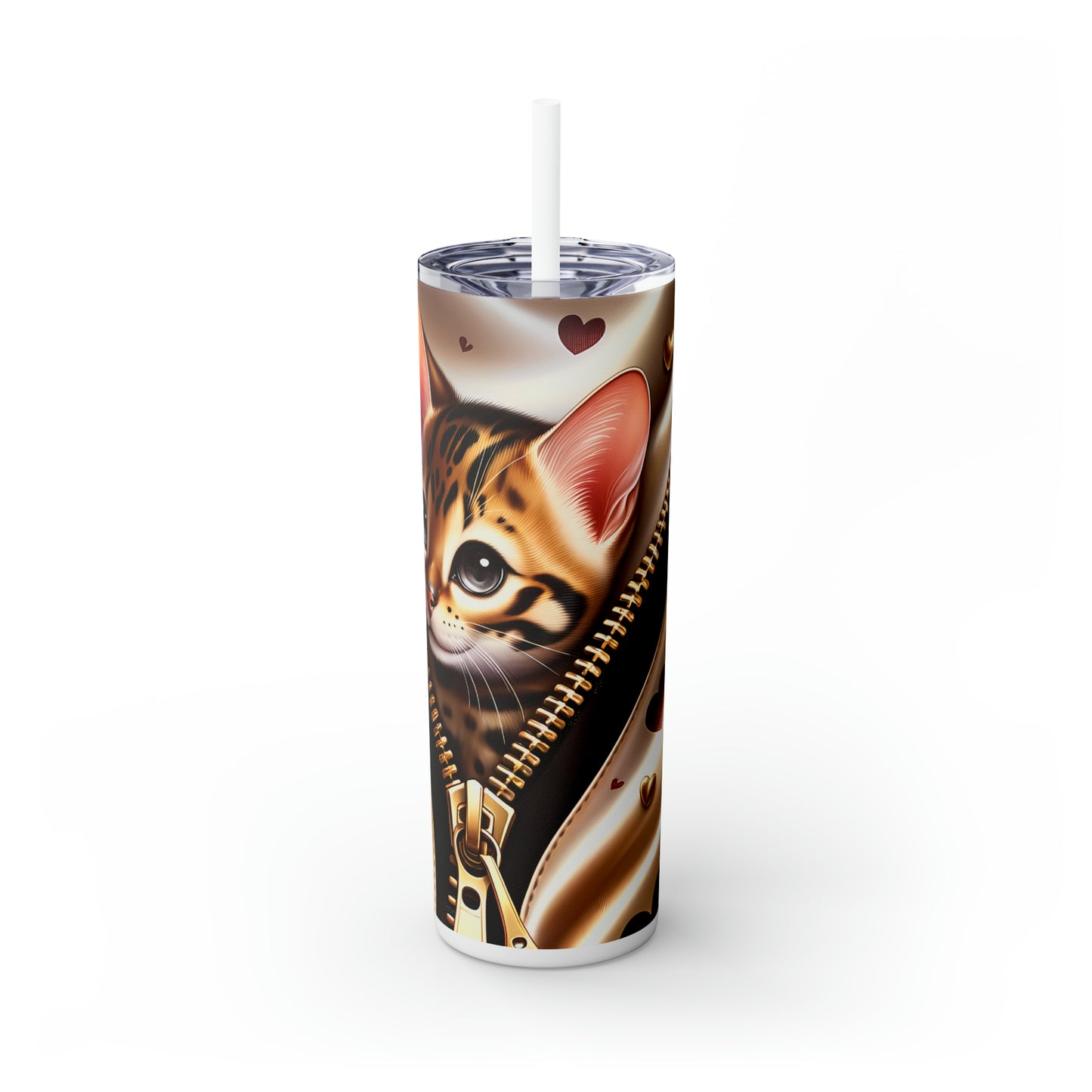 Skinny Tumbler with Straw, 20oz, Cat, Valentines Day, awd-930