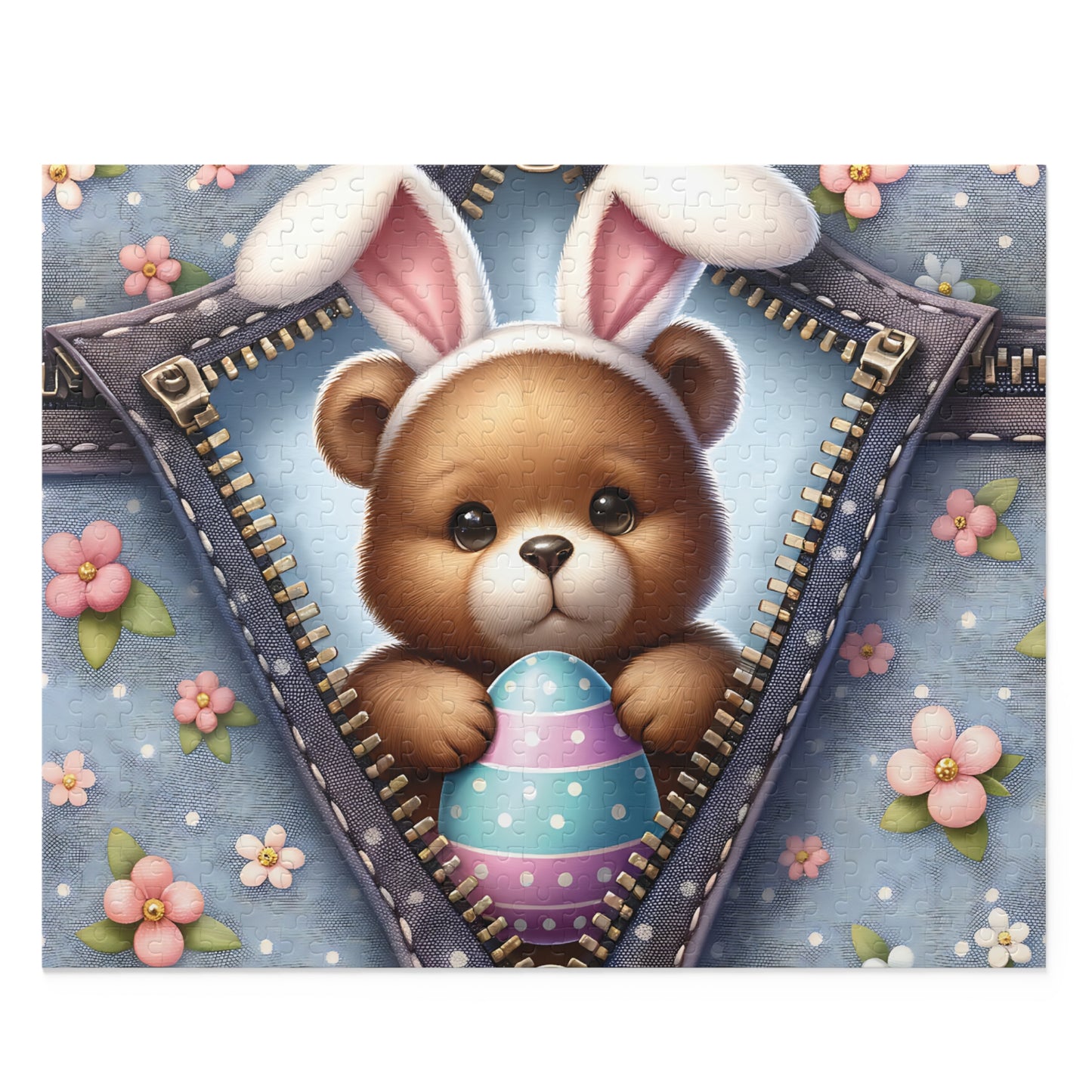 Personalised/Non-Personalised Puzzle, Easter, Bear with Bunny ears (120, 252, 500-Piece)