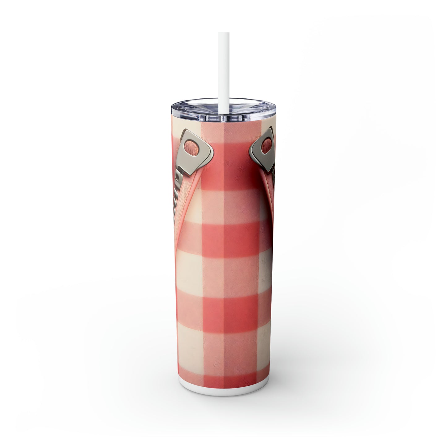 Skinny Tumbler with Straw, 20oz, Panda, Valentines Day