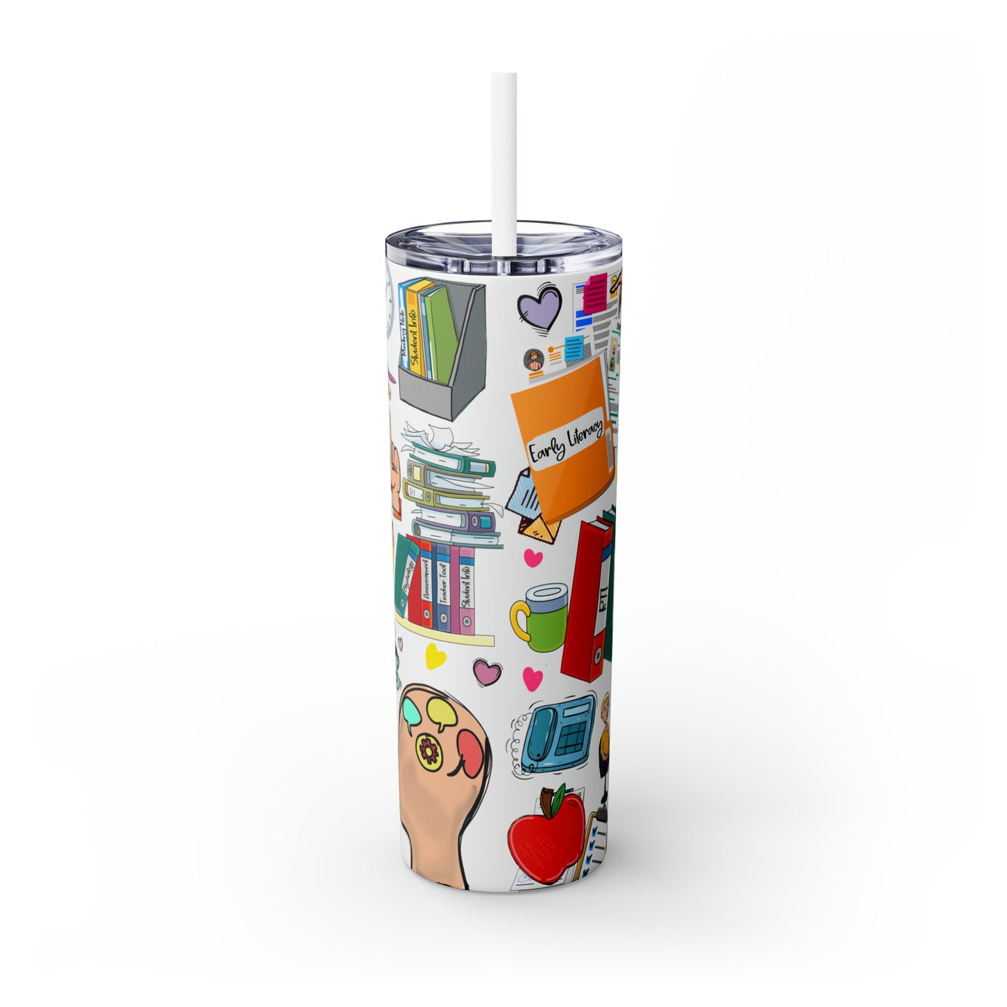 Skinny Tumbler with Straw, 20oz, Teacher, School Psychologist