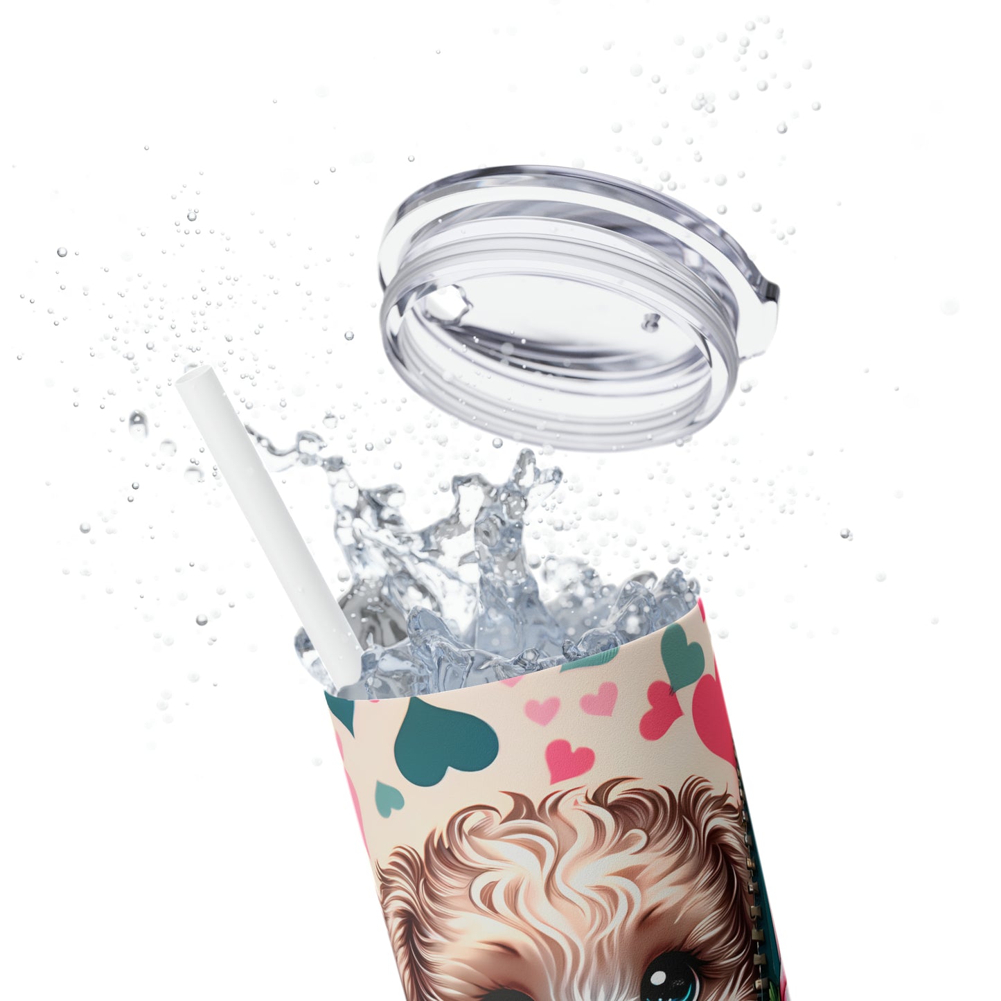 Skinny Tumbler with Straw, 20oz, Dog, Valentines Day, awd-868