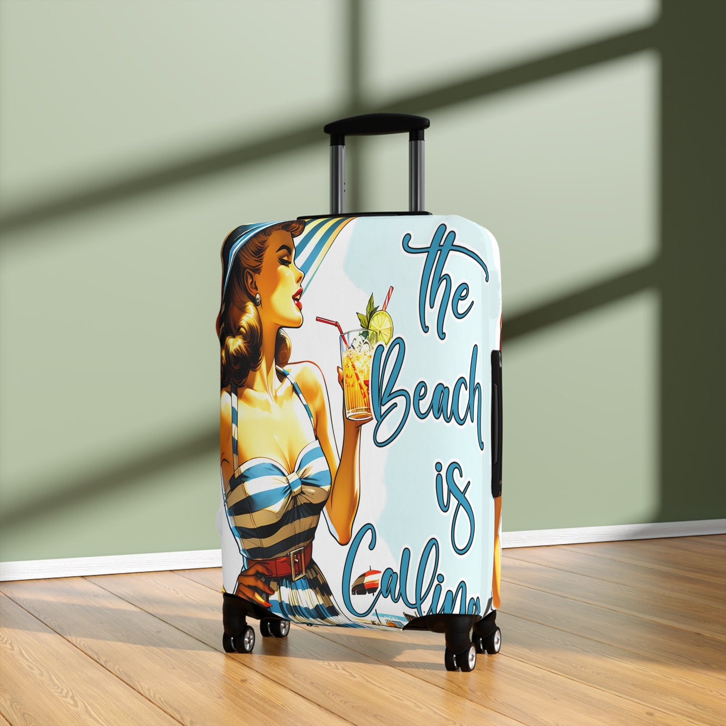 Luggage Cover, Retro Girl, The Beach is Calling, awd-3003