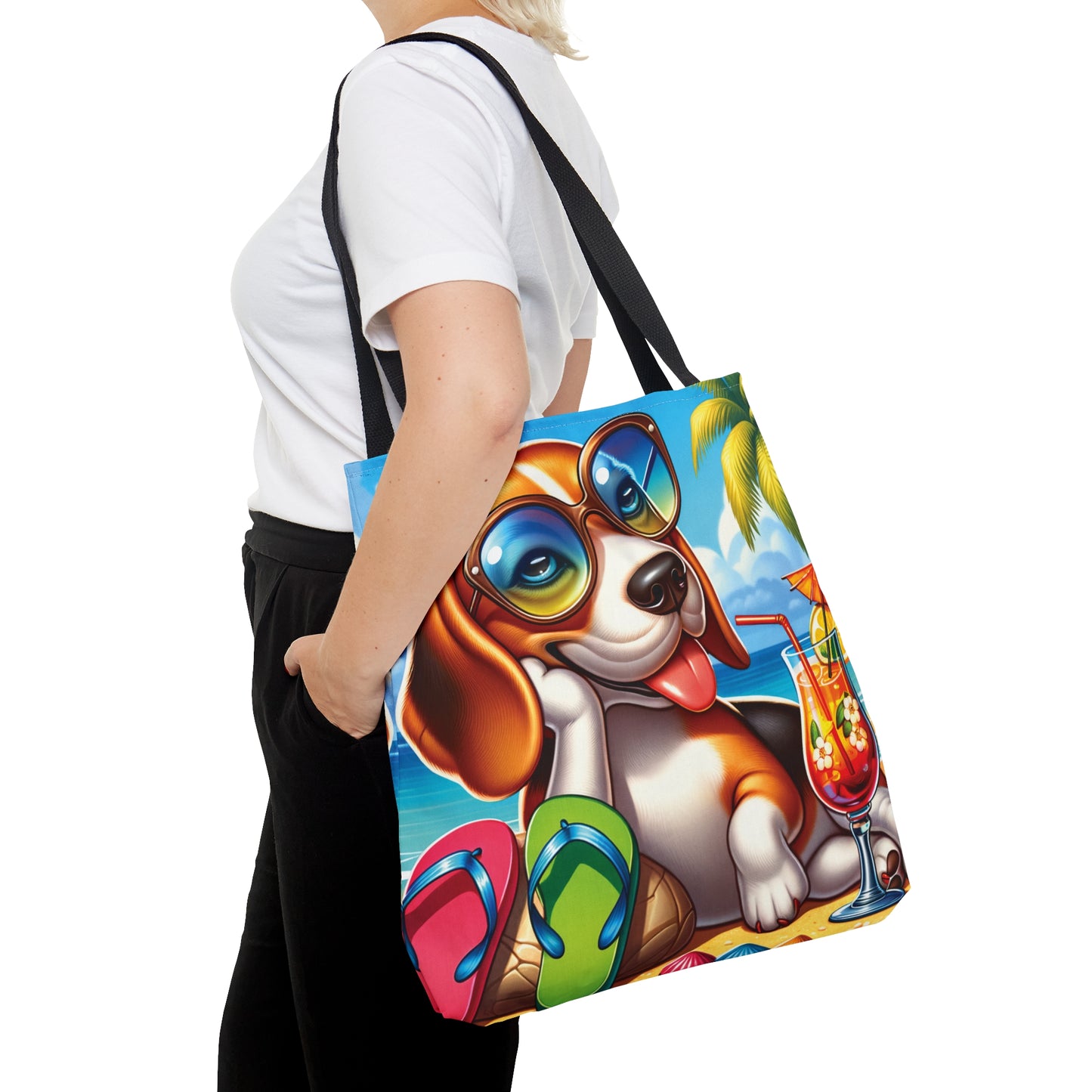 Tote Bag, Dog on Beach, Beagle, Tote bag, awd-1107