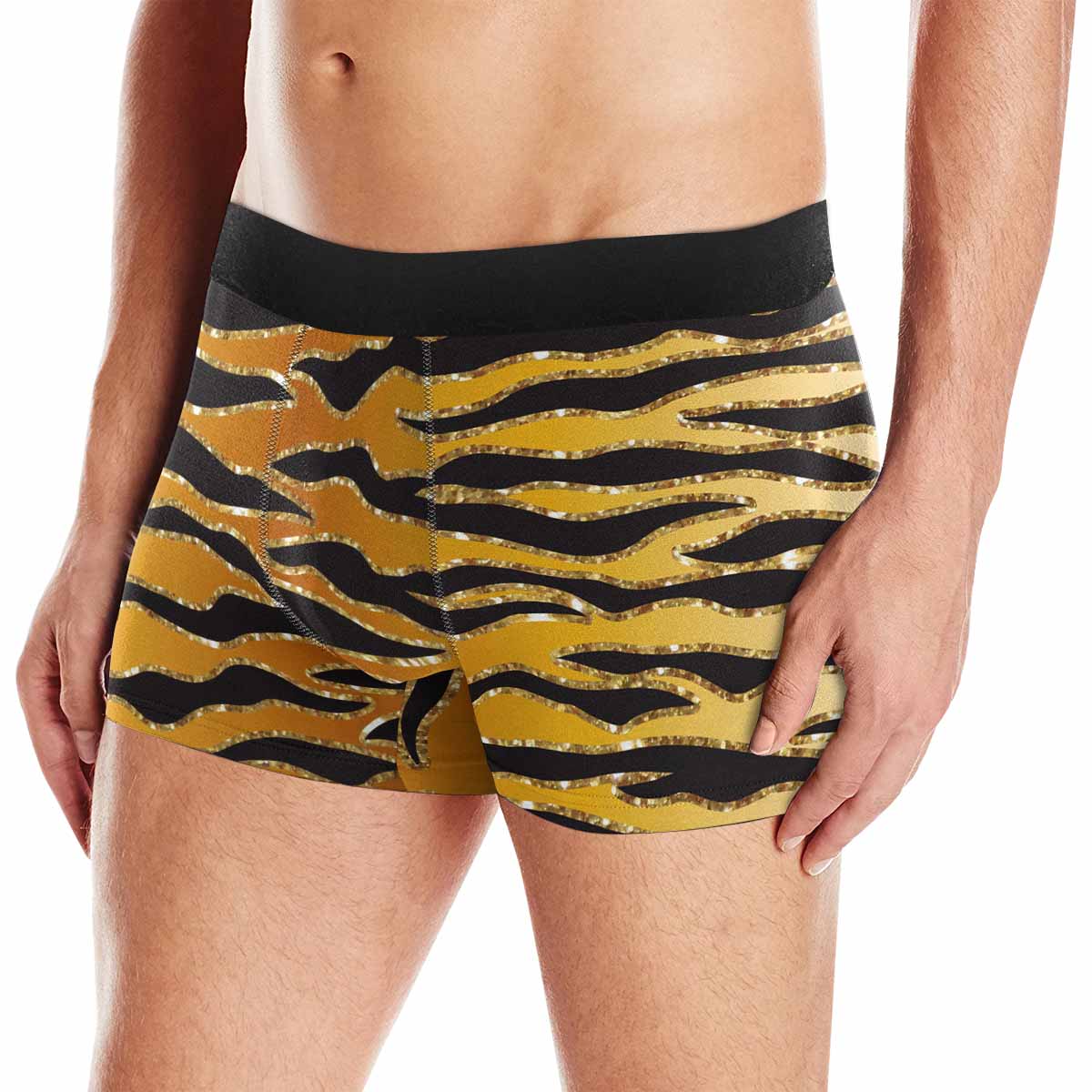 Glitter Look Gold Animal Print AUS Men's Boxer Briefs (Made In AUS)