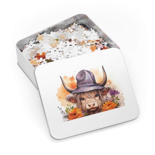 Jigsaw Puzzle, Highland Cow, Personalised/Non-Personalised (30, 110, 252, 500,1000-Piece)