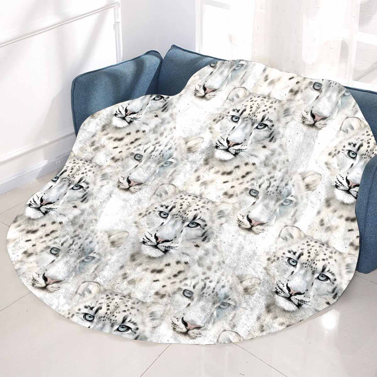 Leopard  Circular Micro Fleece Blanket 60"