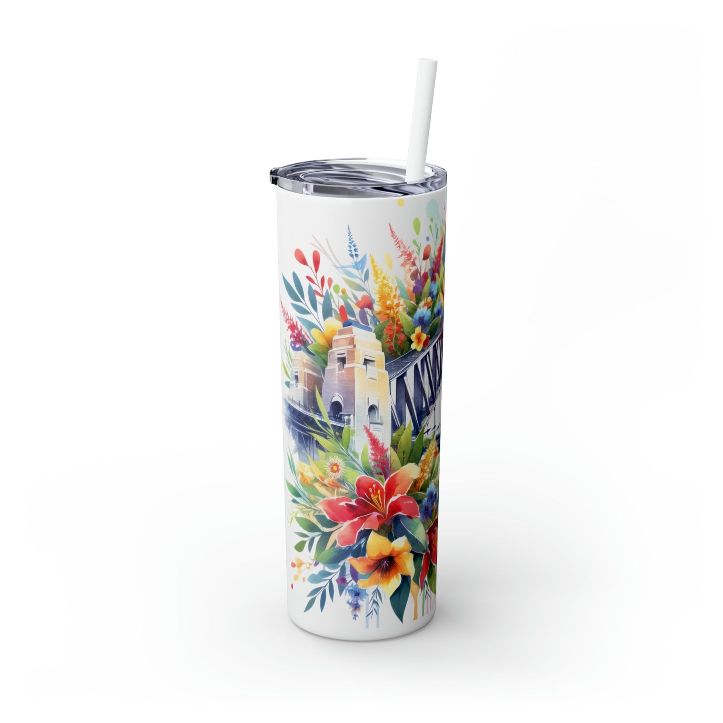 Skinny Tumbler with Straw, 20oz, Australia, Sydney Harbour Bridge