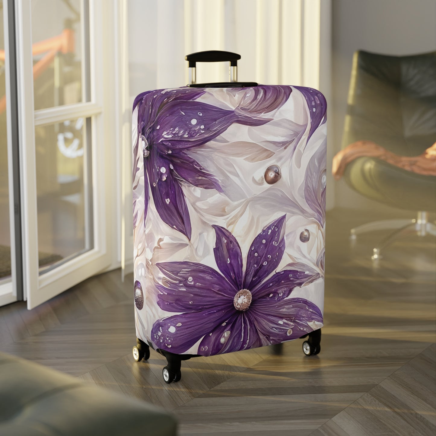 Luggage Cover, Purple Floral