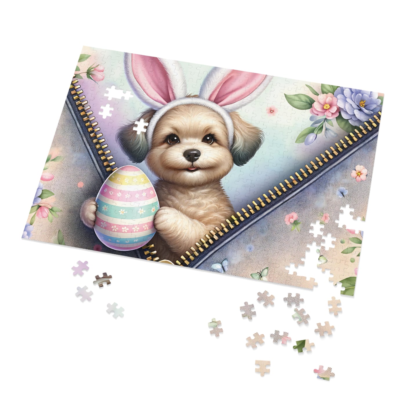 Jigsaw Puzzle, Easter, Dog with Bunny Ears, Personalised/Non-Personalised (30, 110, 252, 500,1000-Piece) Awd-1310