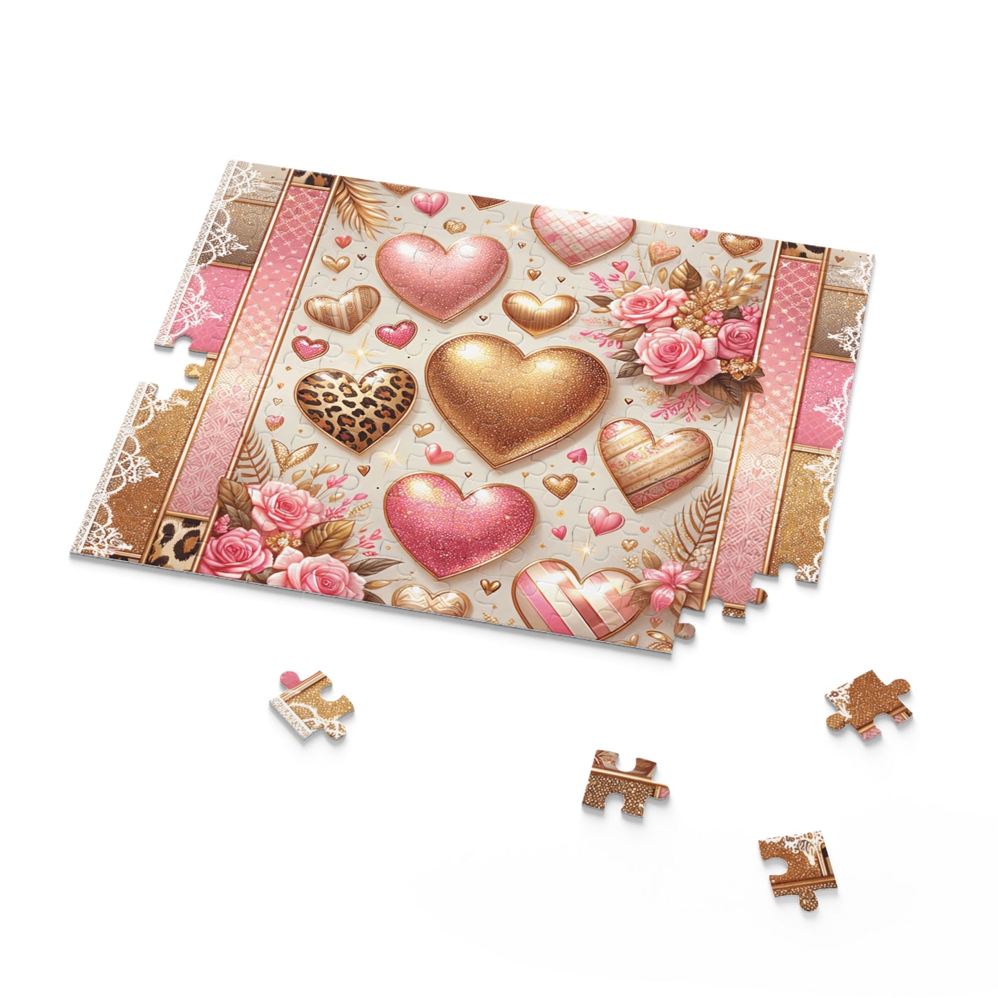 Personalised/Non-Personalised Puzzle, Hearts (120, 252, 500-Piece)