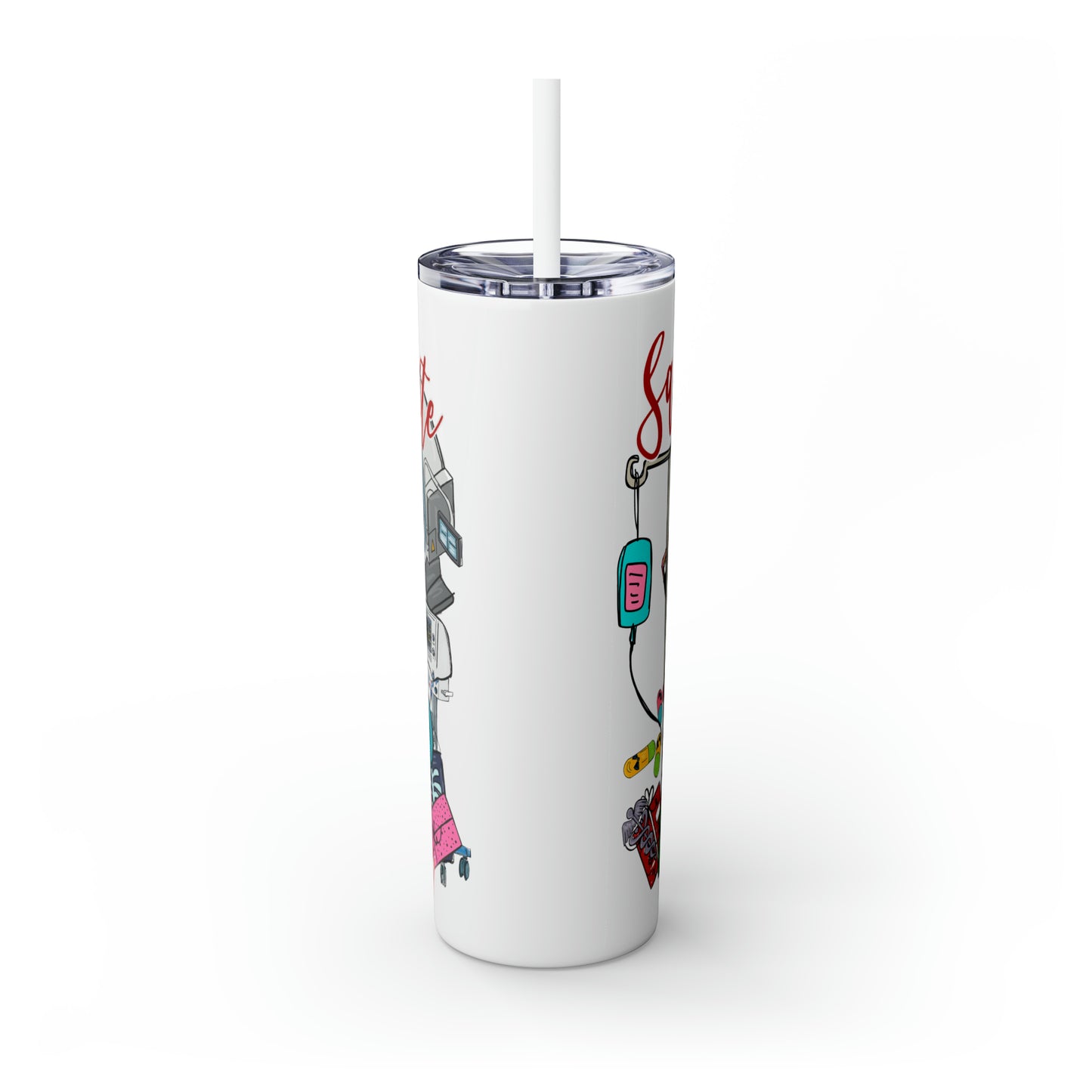 Skinny Tumbler with Straw, 20oz,  Santa's Favorite Rad Tech