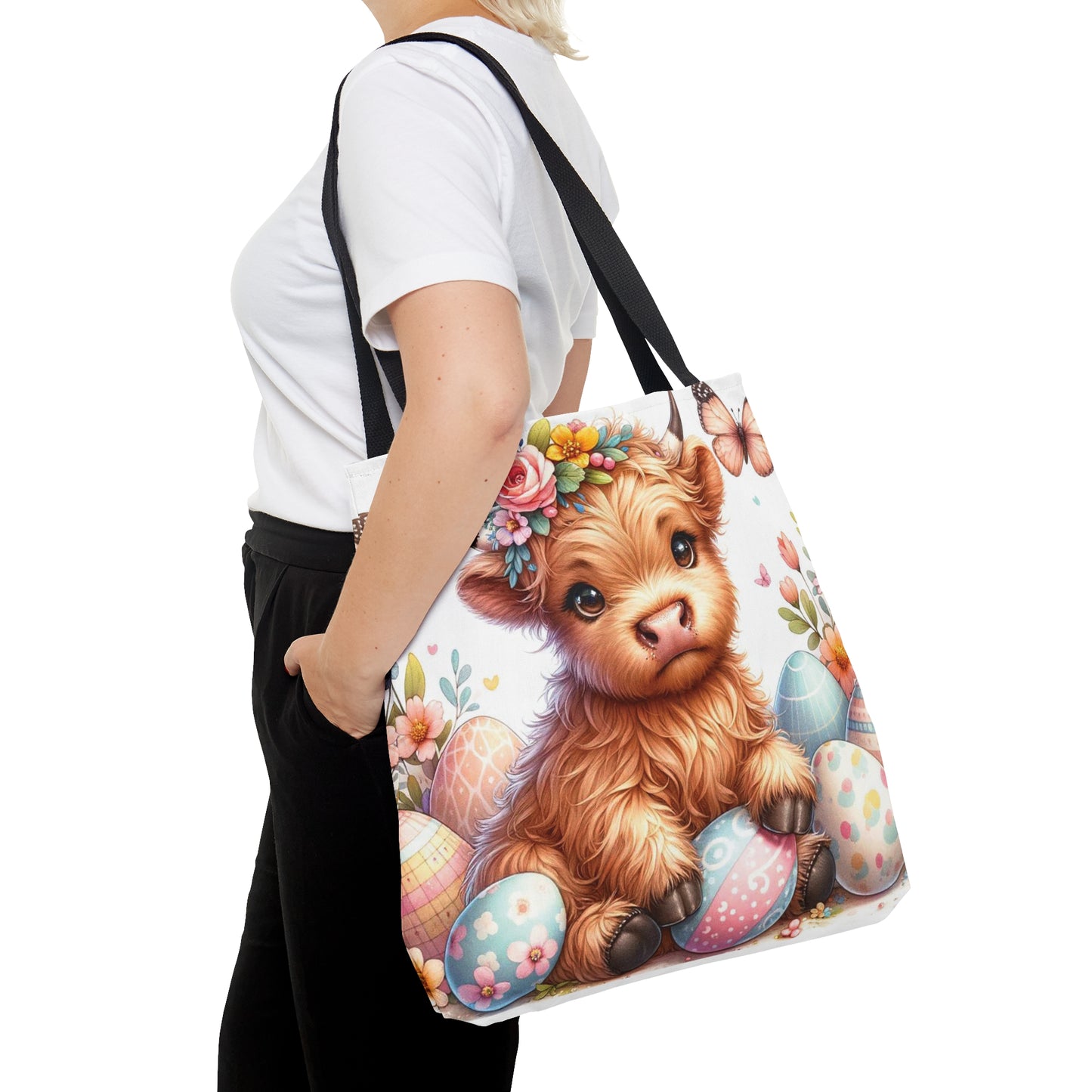 Tote Bag, Easter, Highland Cow, Personalised/Non-Personalised Tote bag