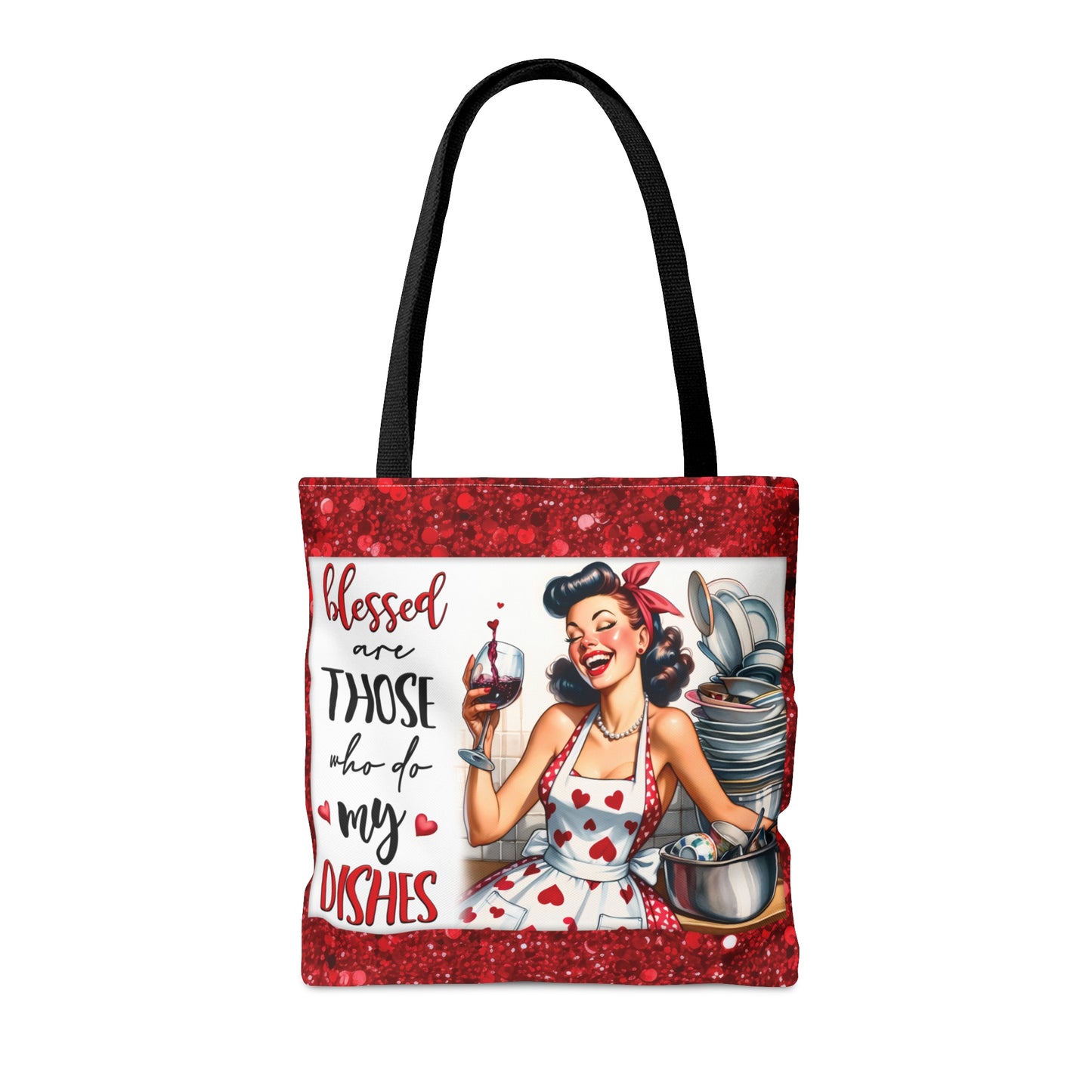 Tote Bag, Retro, Blessed are those who do the Dishes